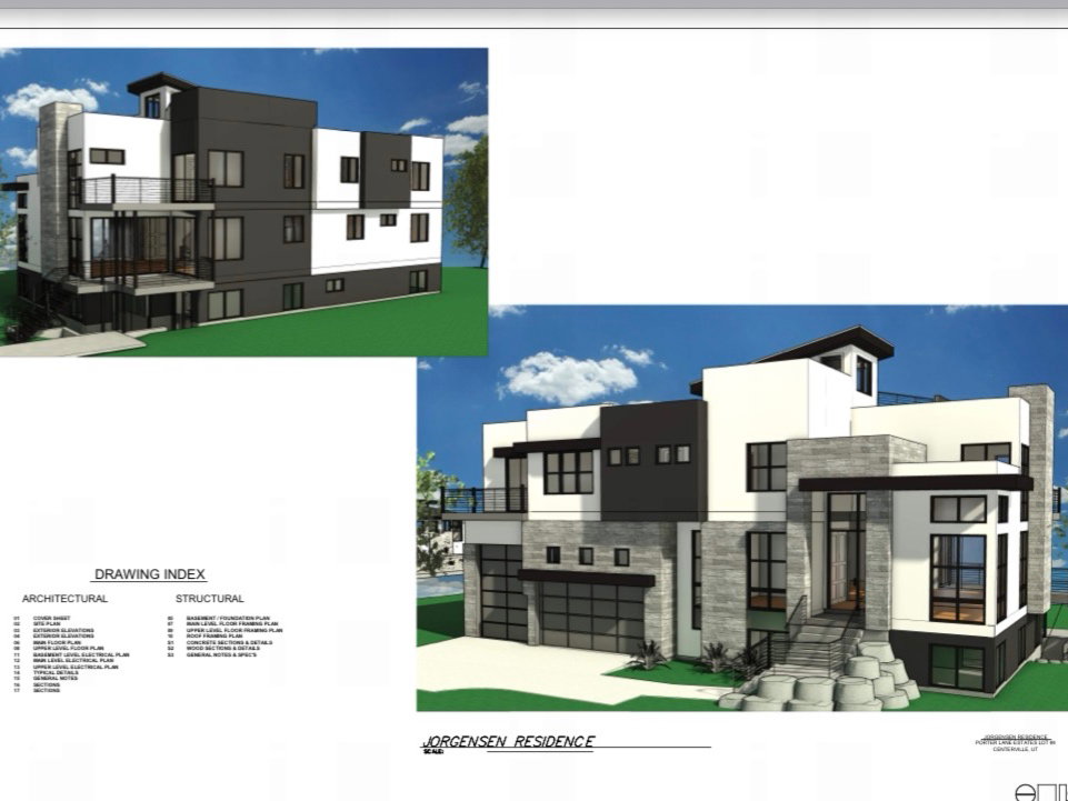 Architectural Renderings. Presenting different elevations of the property with an index of associated drawings