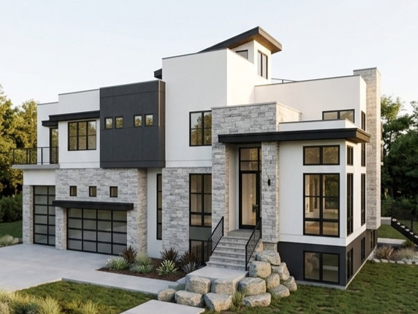 Property Rendering. Illustrating exterior architectural elements and site integration from three perspectives