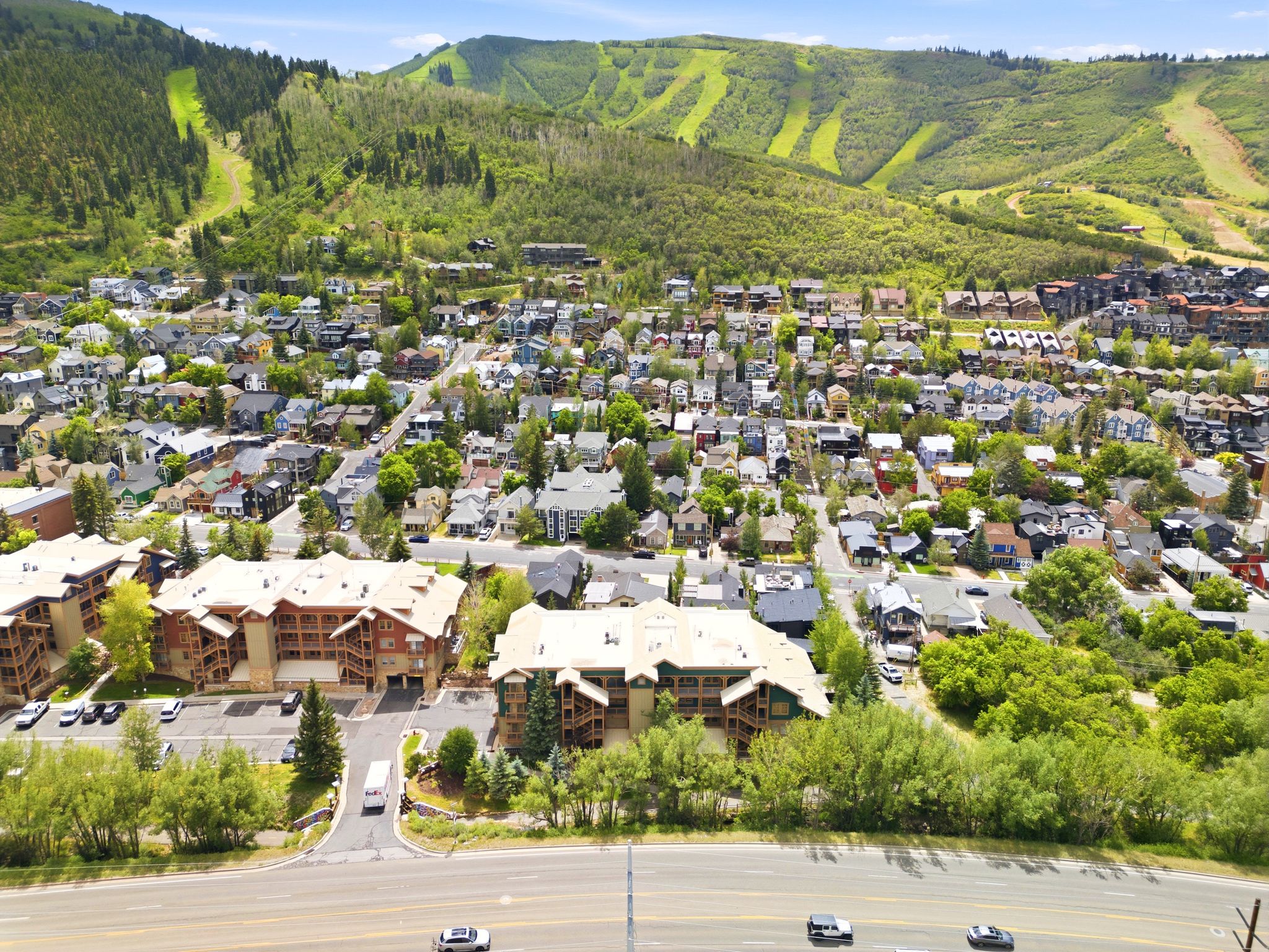 Aerial perspective showcasing Town Pointe and Historic Park City