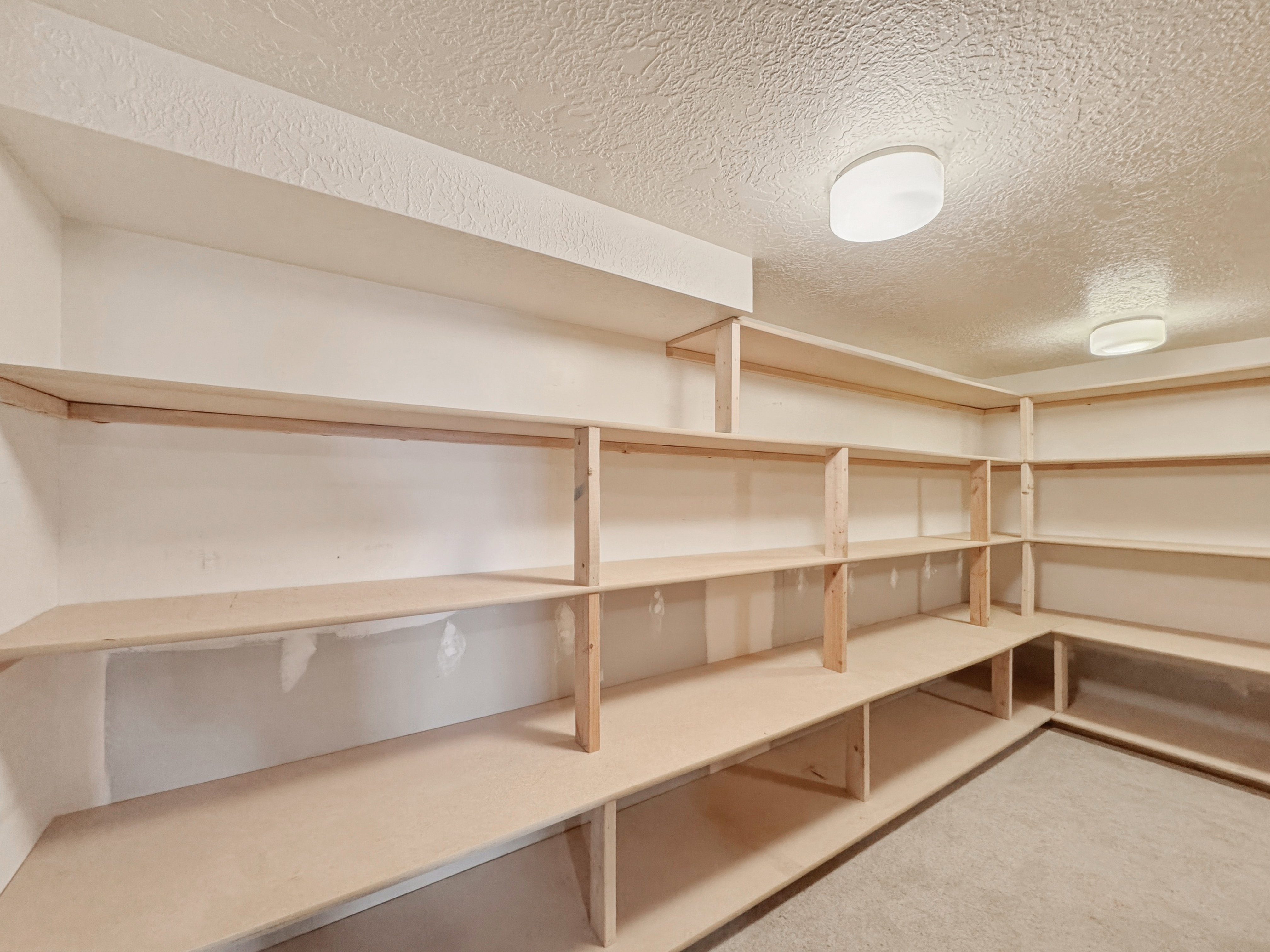Built-in shelving providing extensive storage solutions