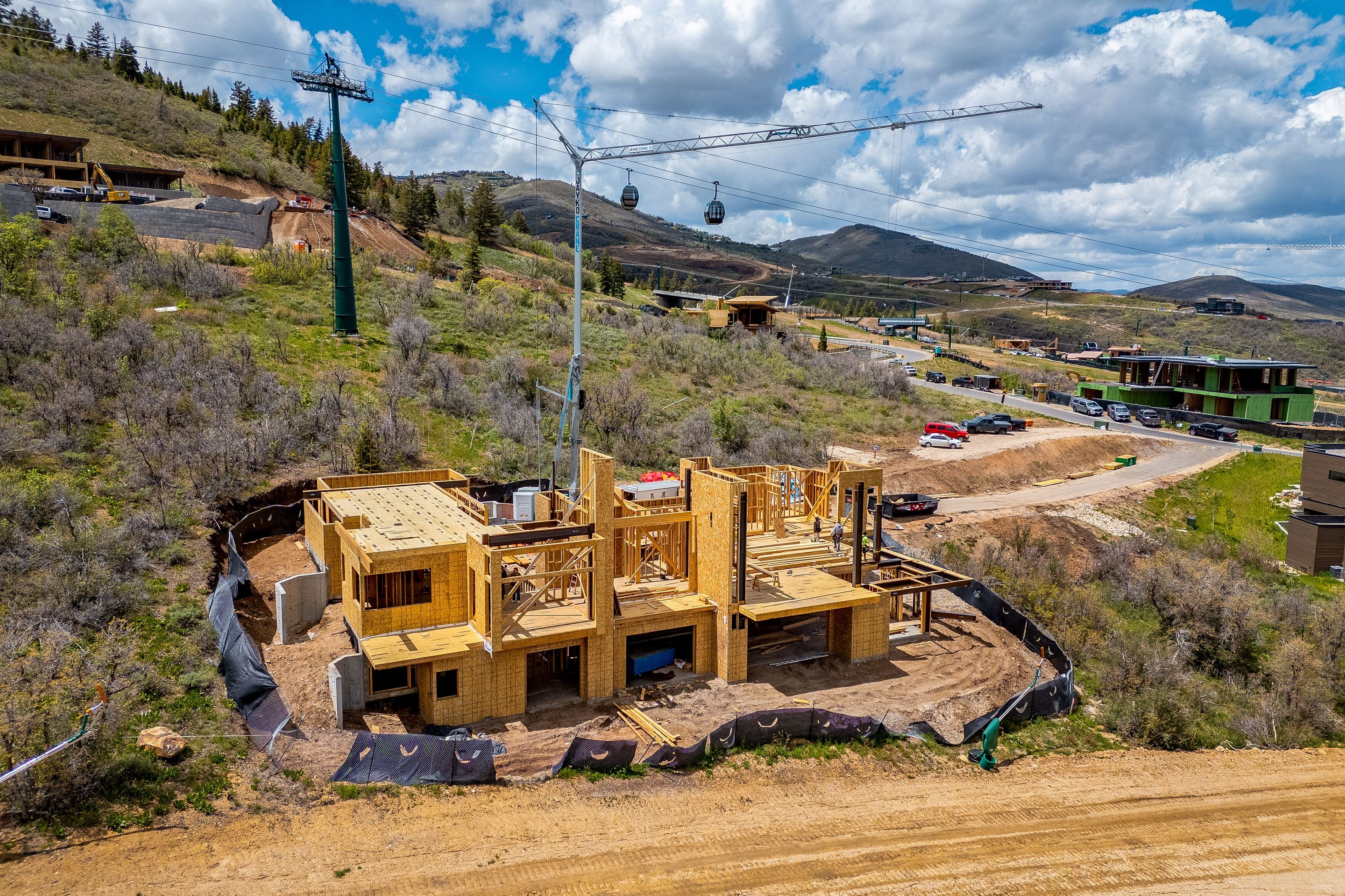 New construction framework on a sloped lot