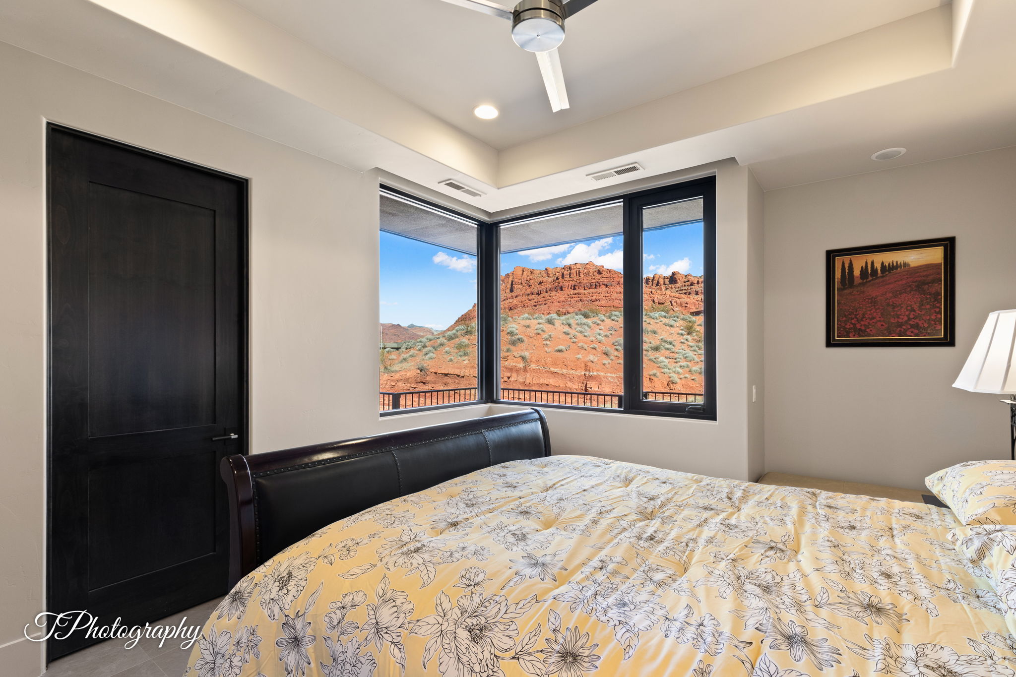 Corner window featuring expansive desert mountain scenery