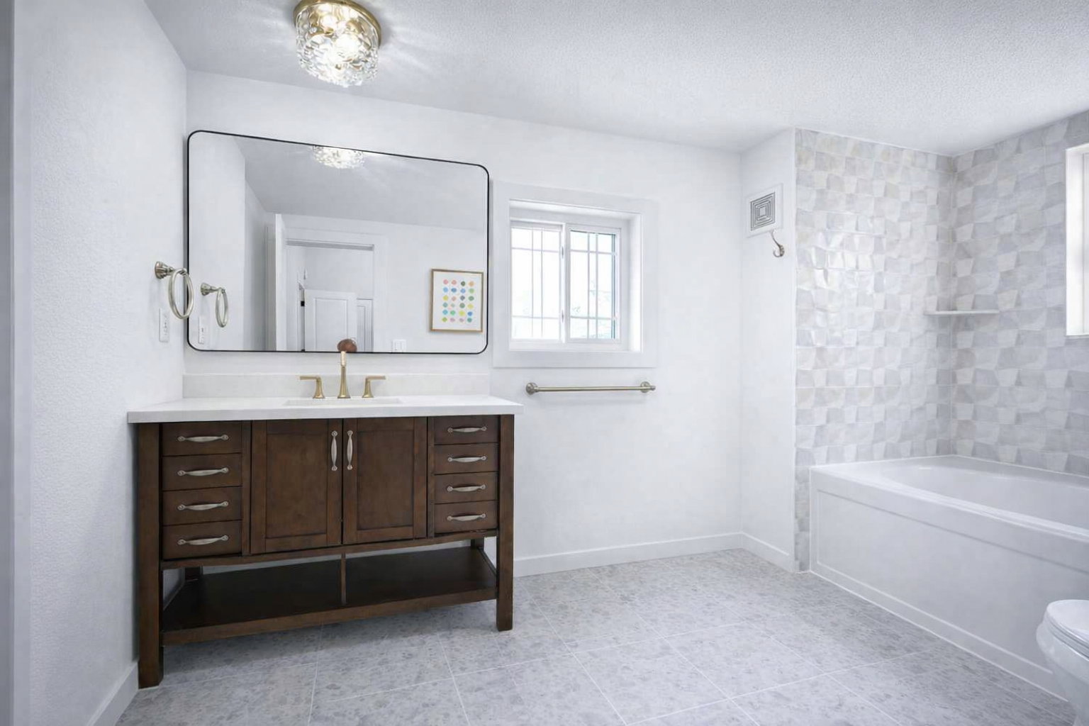 Elegant private ensuite bathroom for bedroom 2 on main floor.
