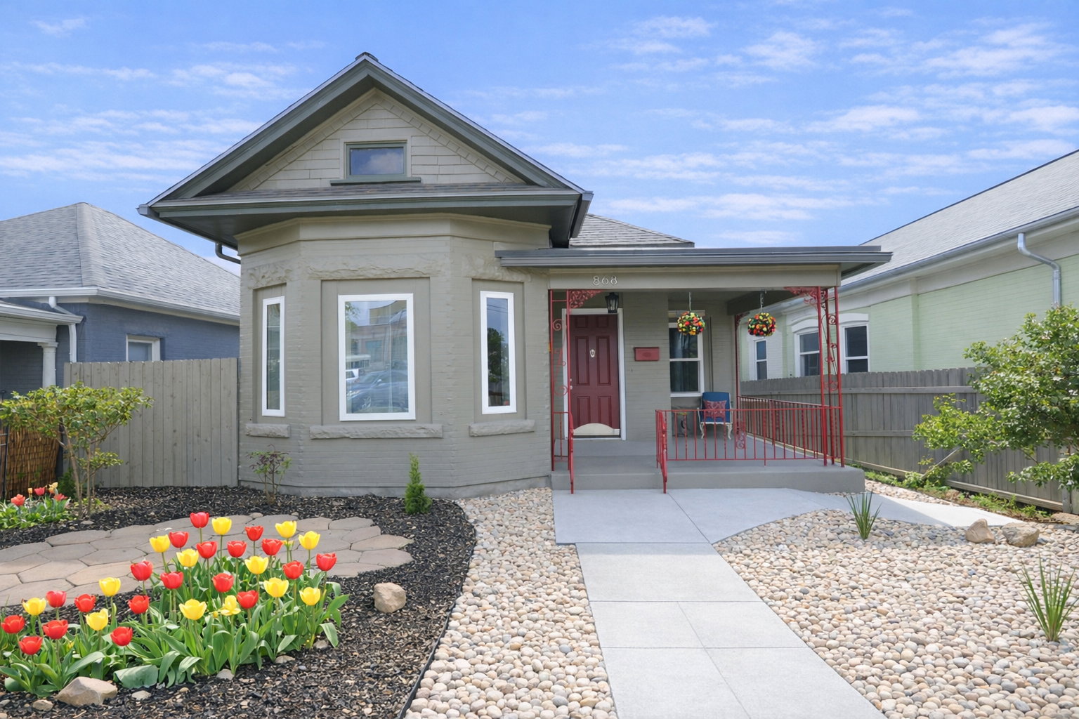 Beautiful Victorian updated in and out with peaceful, xeriscaped, zen-garden.
