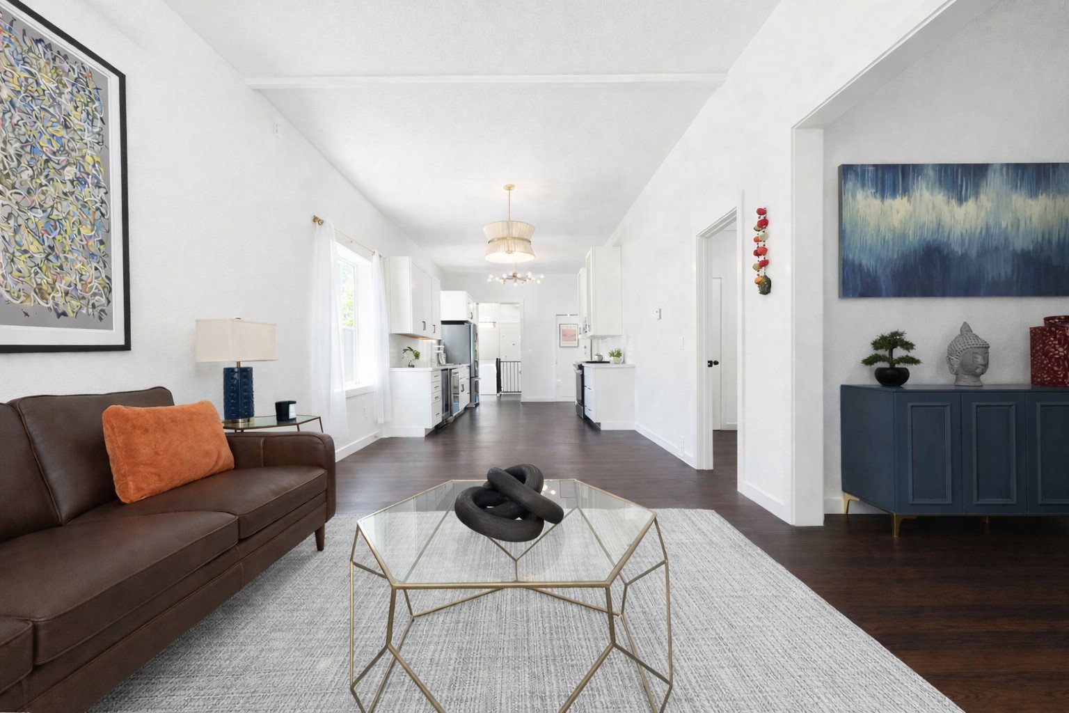 10 foot tall ceilings. Completely refinished.