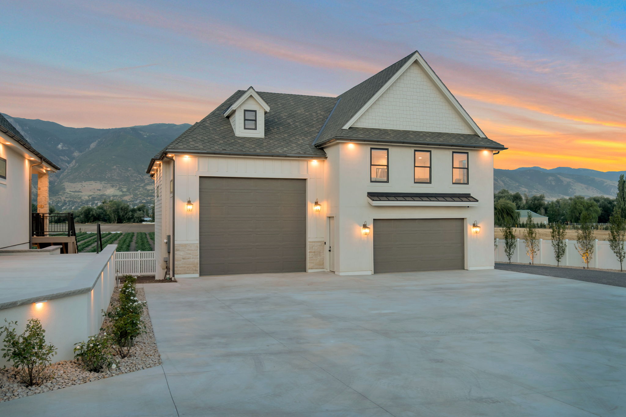 Detached garage with extra depth and height; ADU above garage space