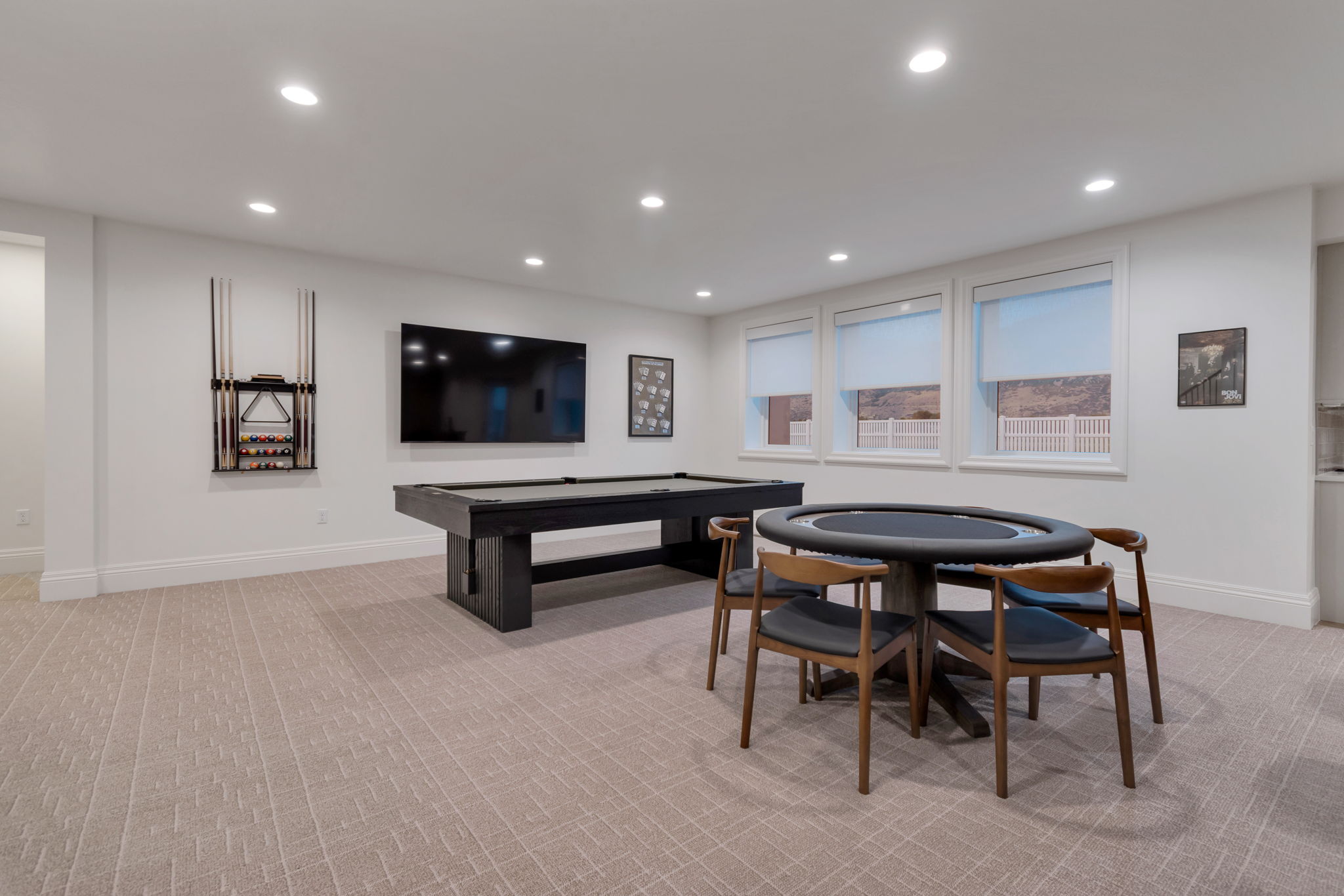 Spacious recreation room featuring