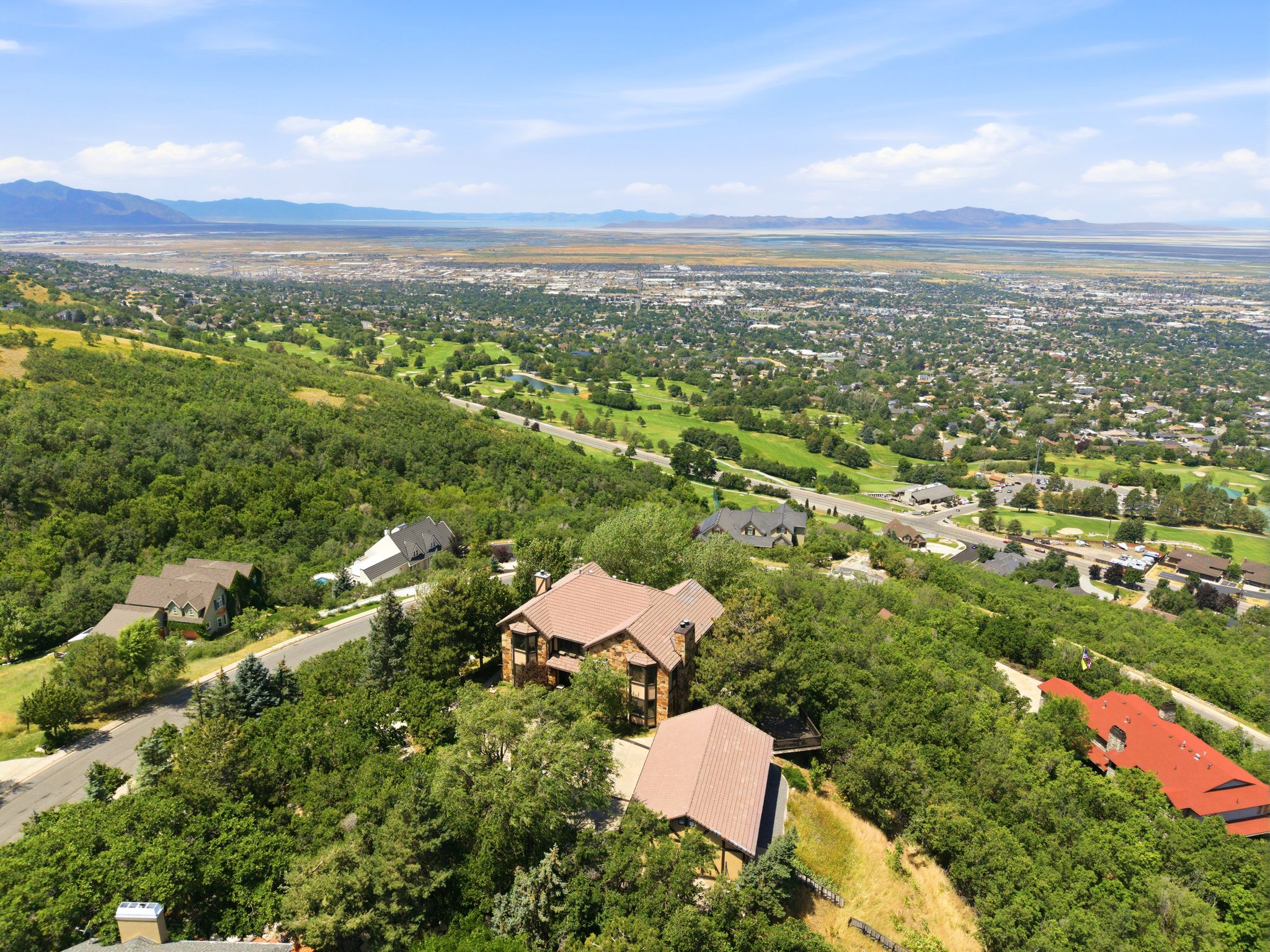 Aerial view of home and land