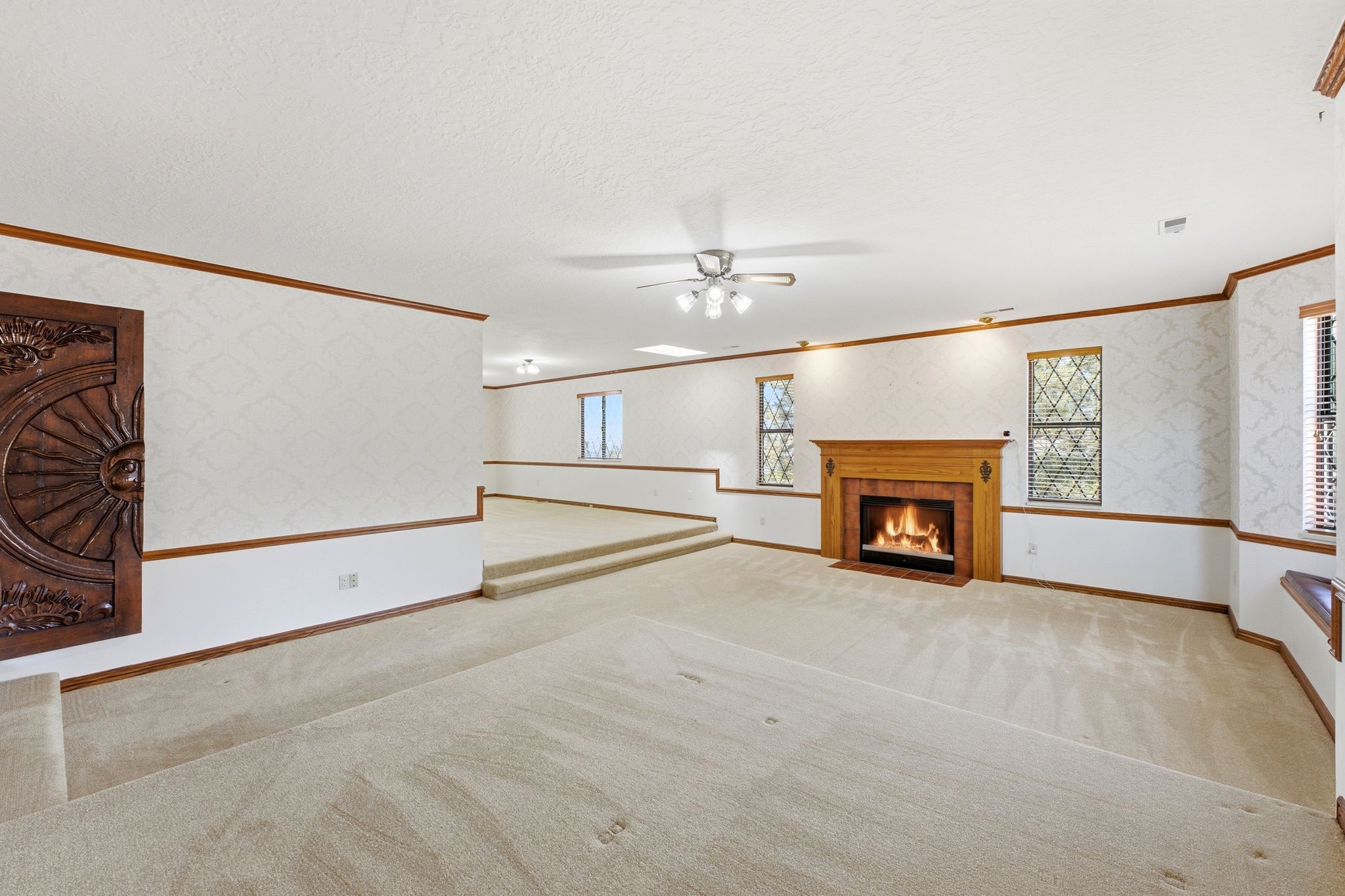 Primary suite with cozy fireplace