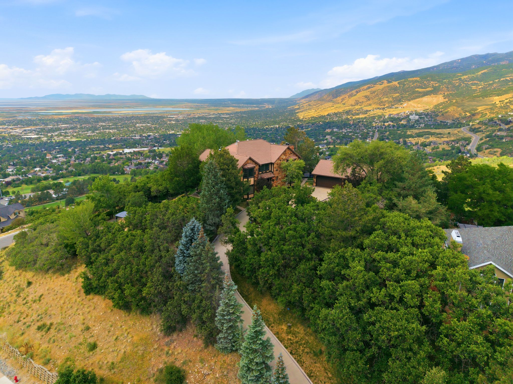 Expansive aerial view of the home