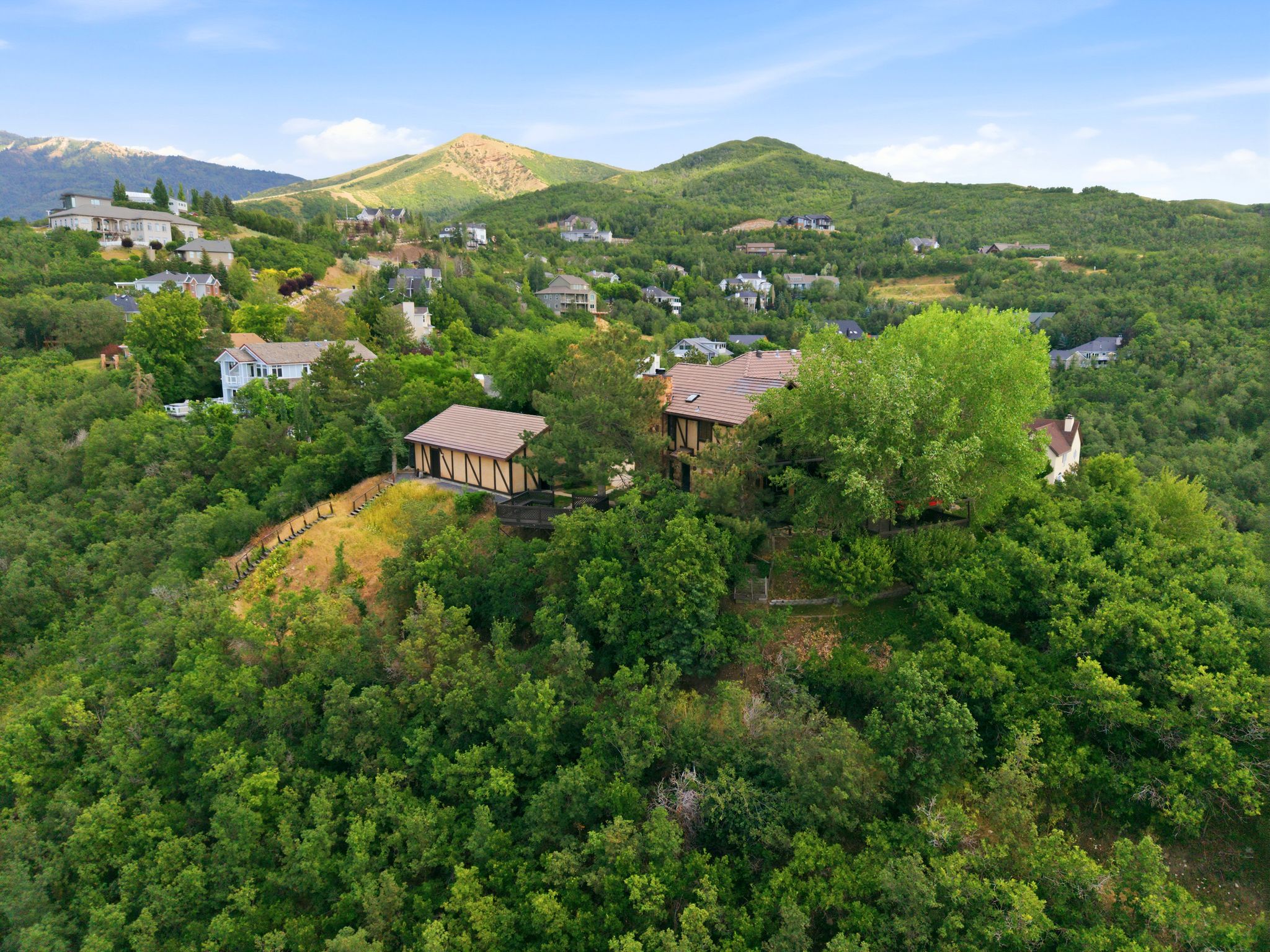 Aerial view of home and land