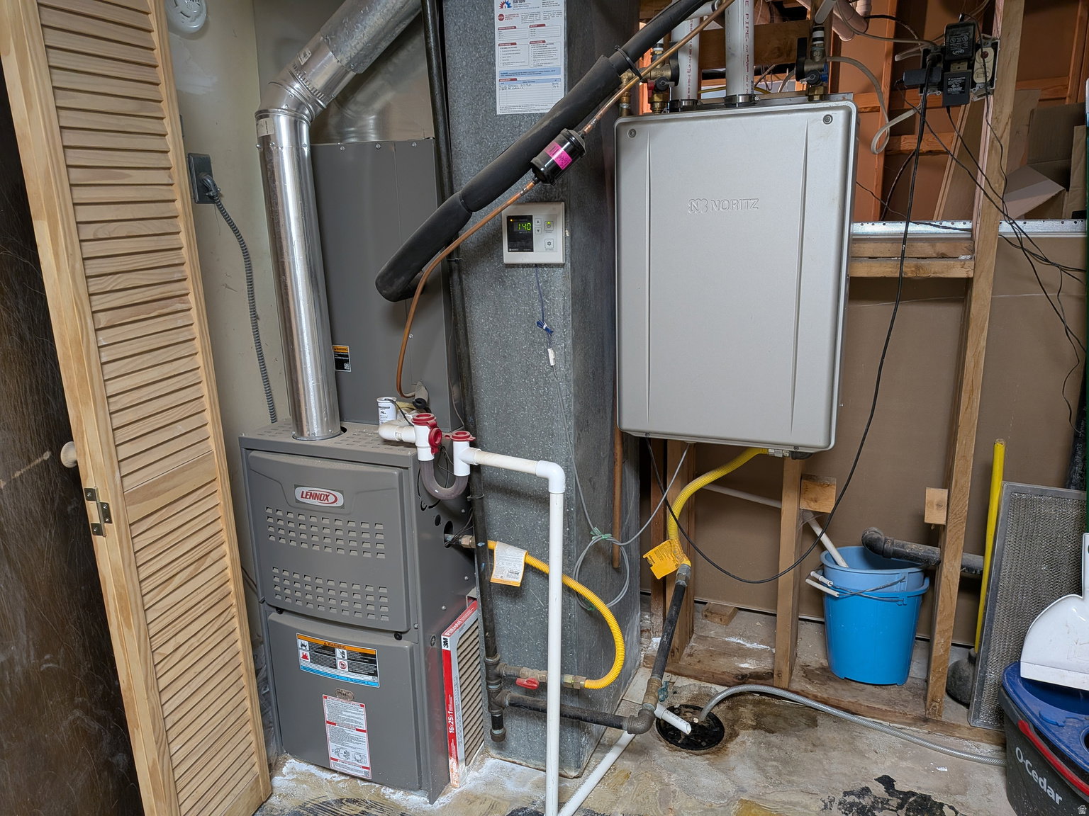 Lennox furnace with associated ductwork and gas line