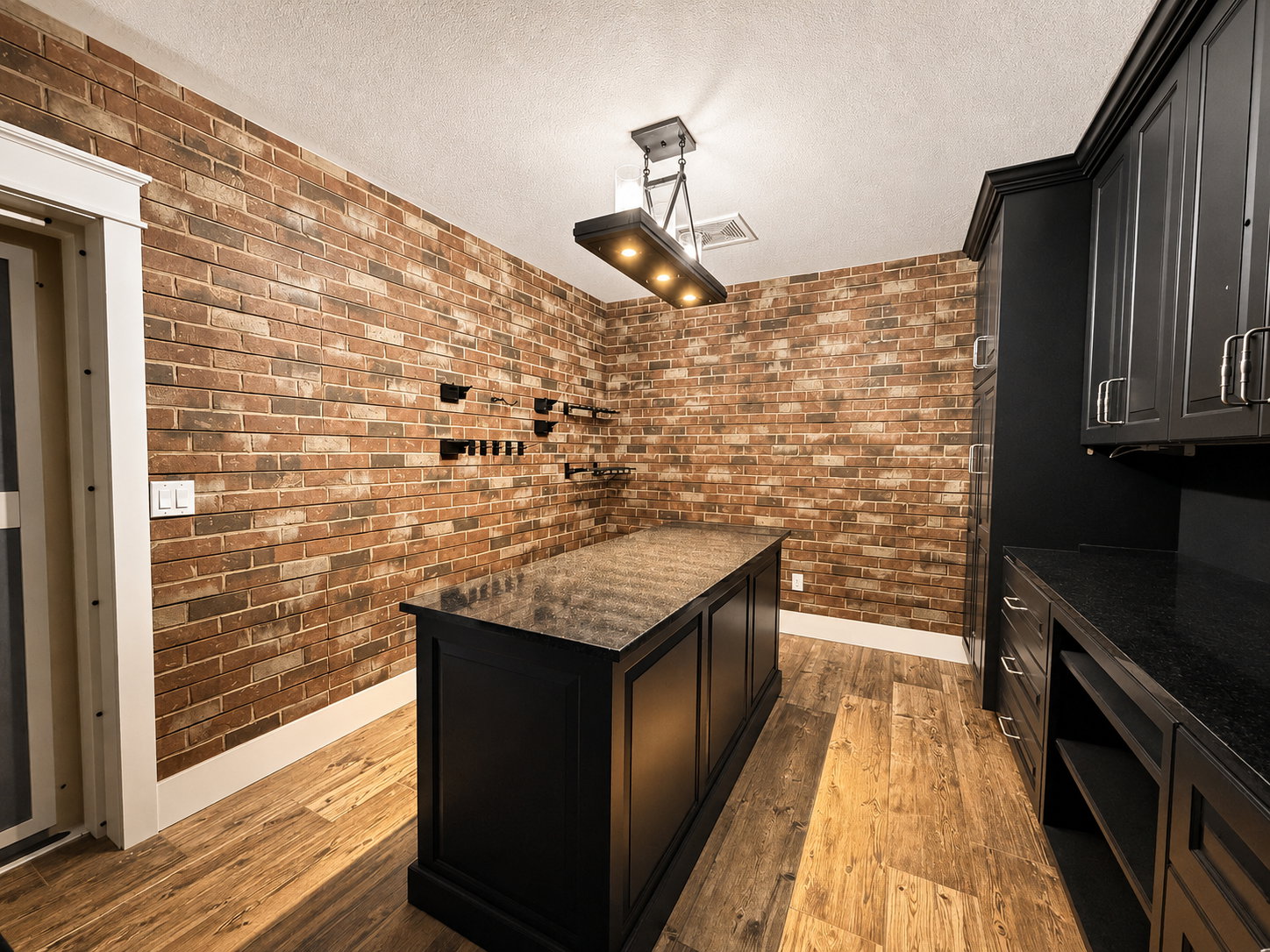 Safe room with built-in cabinetry