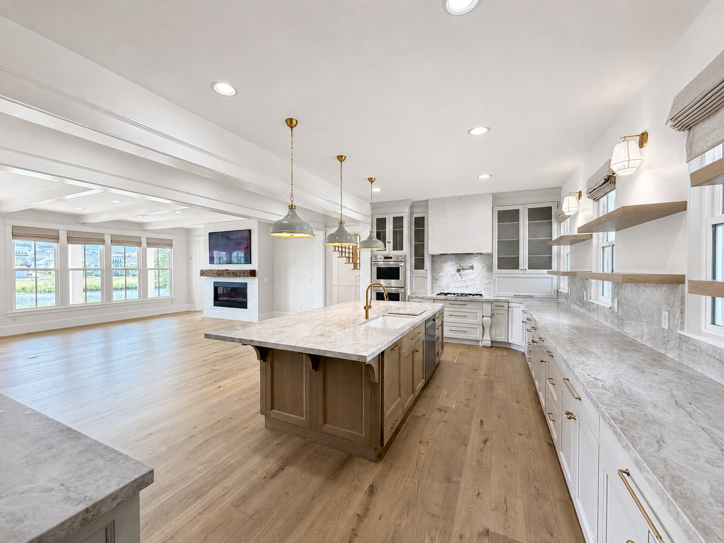 Kitchen and gathering rooms flow seamlessly
