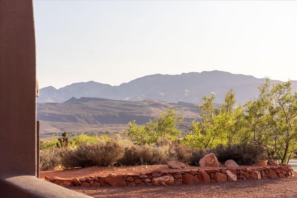 Expansive desert landscape with distant mountains