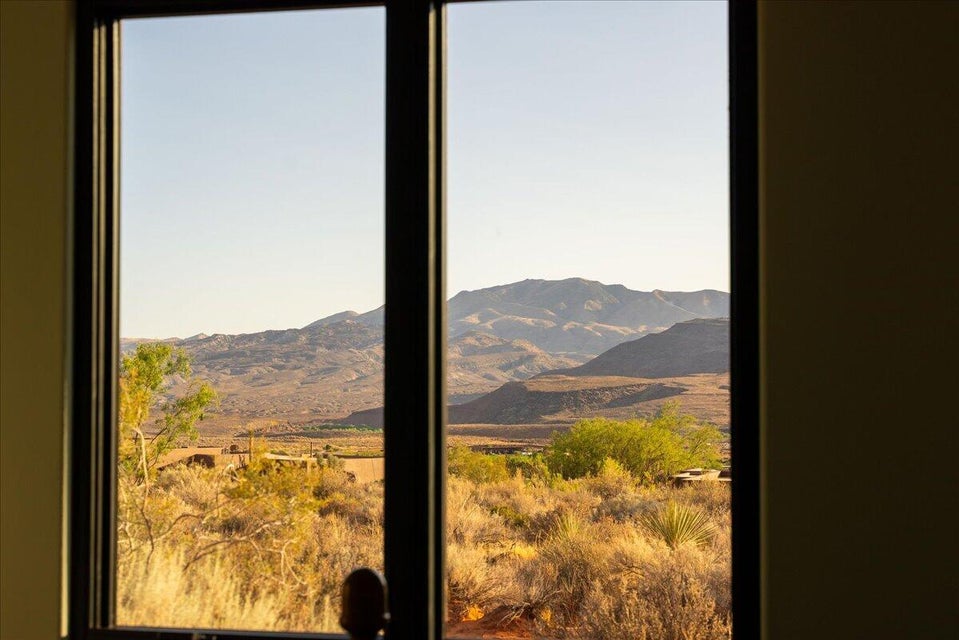 Framed desert mountain scenery