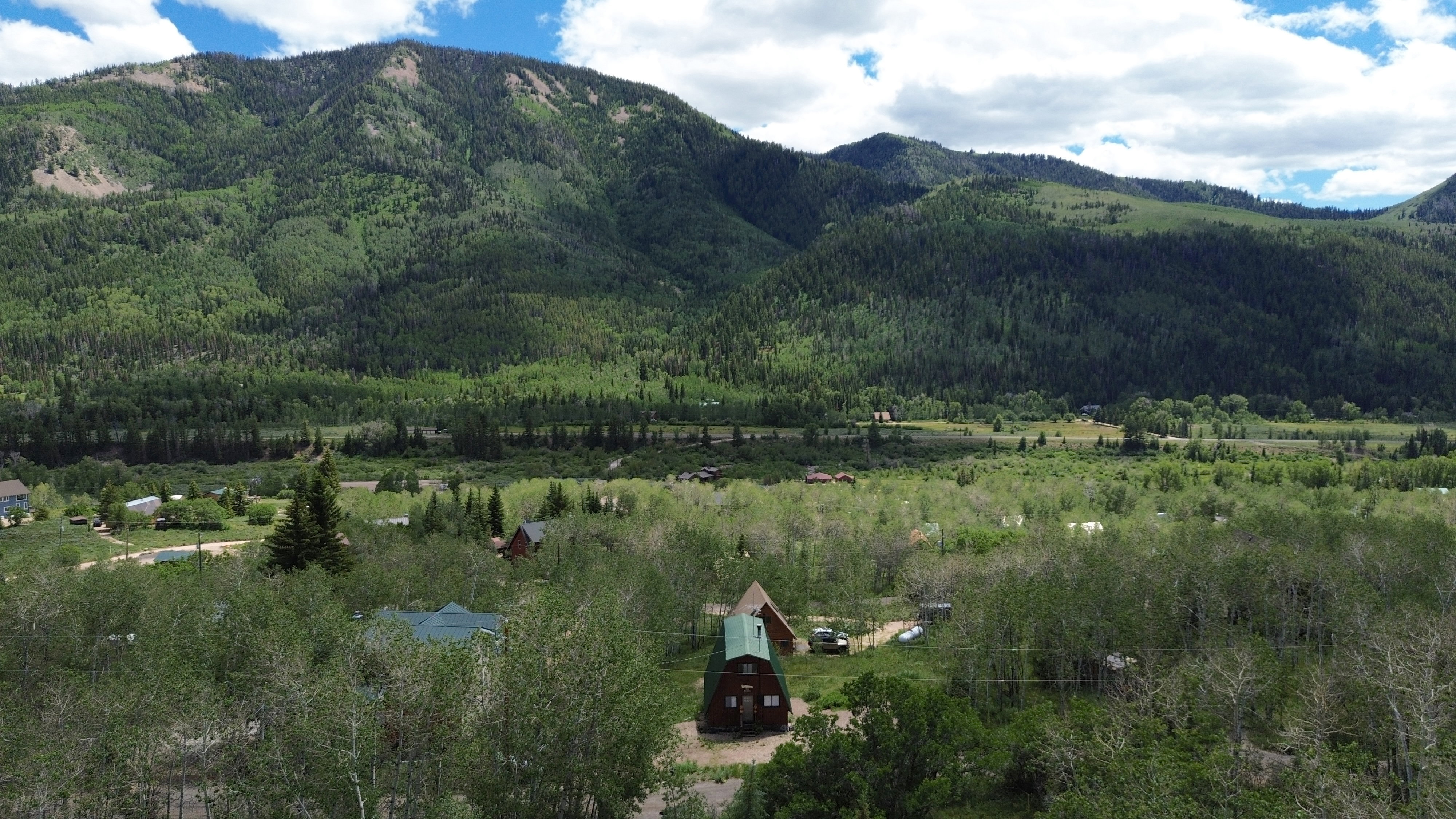 Aerial view of cabin