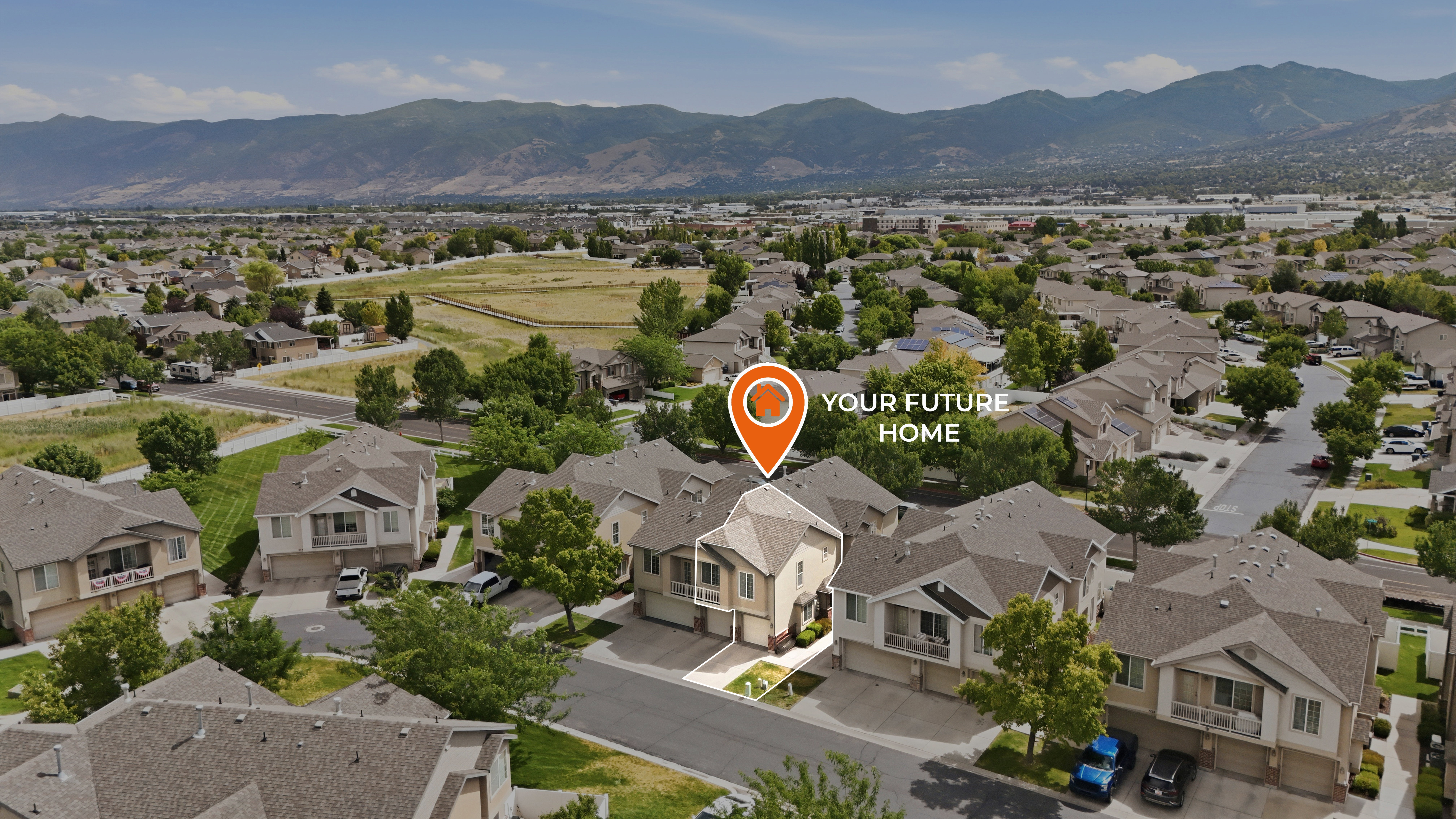 Residential development with mountain backdrop