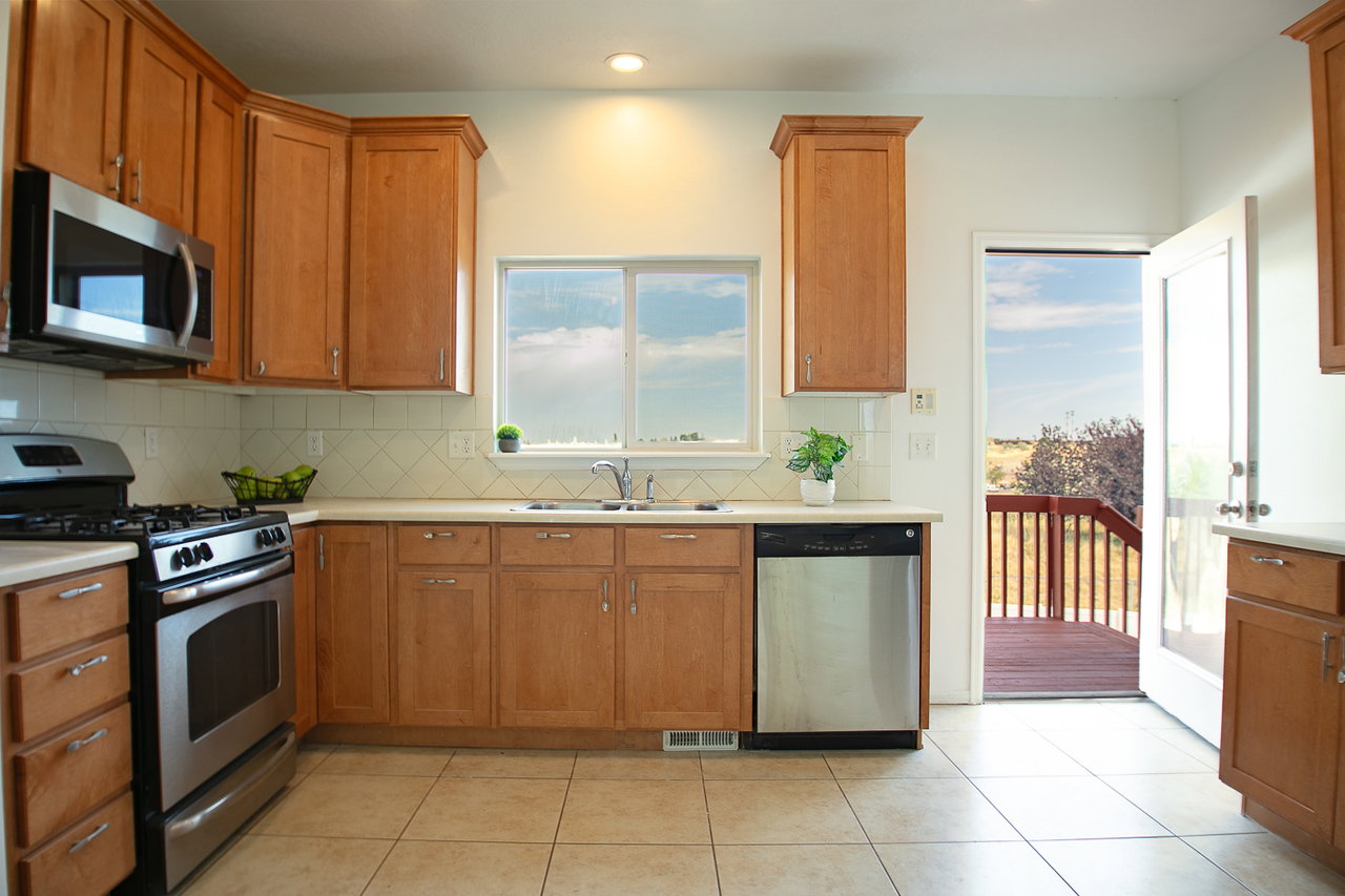 Kitchen with walkout to Deck