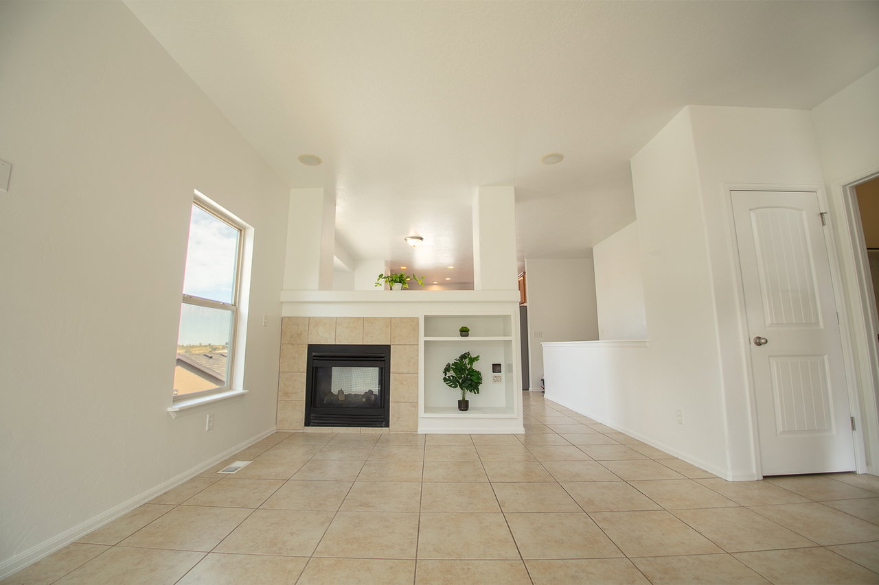 Main Level Living Room with Peninsula Fireplace