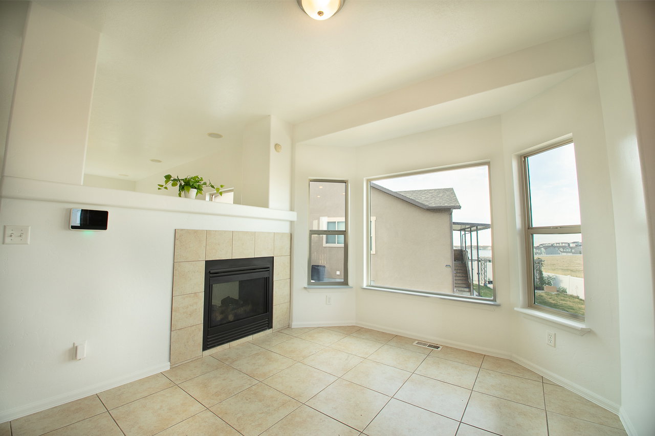 Dining Area with Peninsula Fireplace