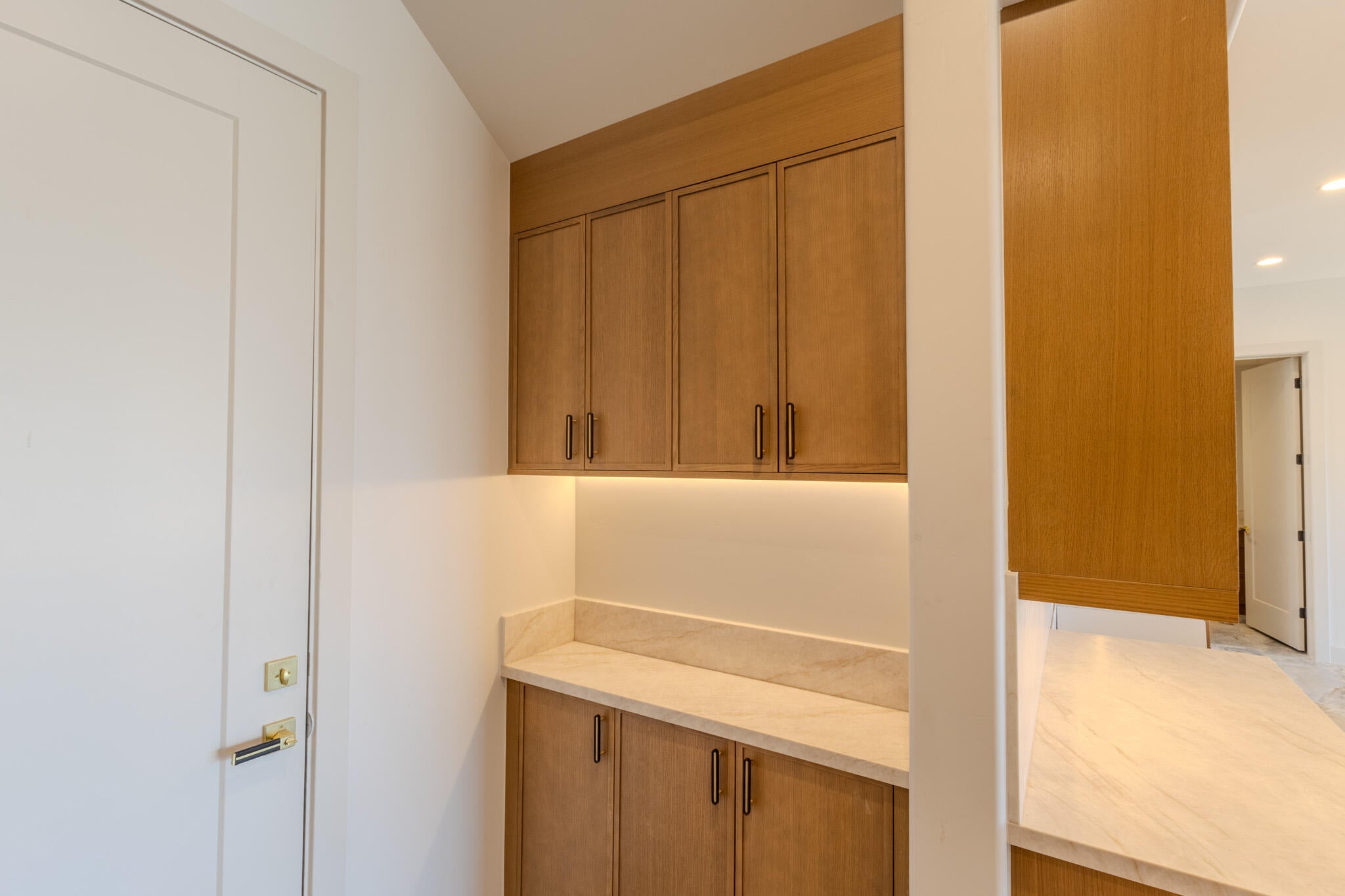 Custom cabinetry with under-cabinet lighting