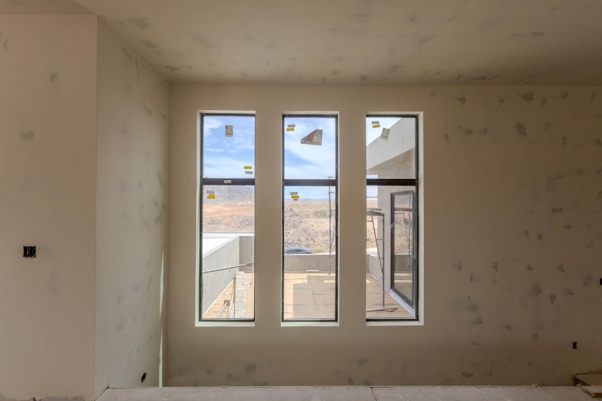 Triple-pane windows with black frames