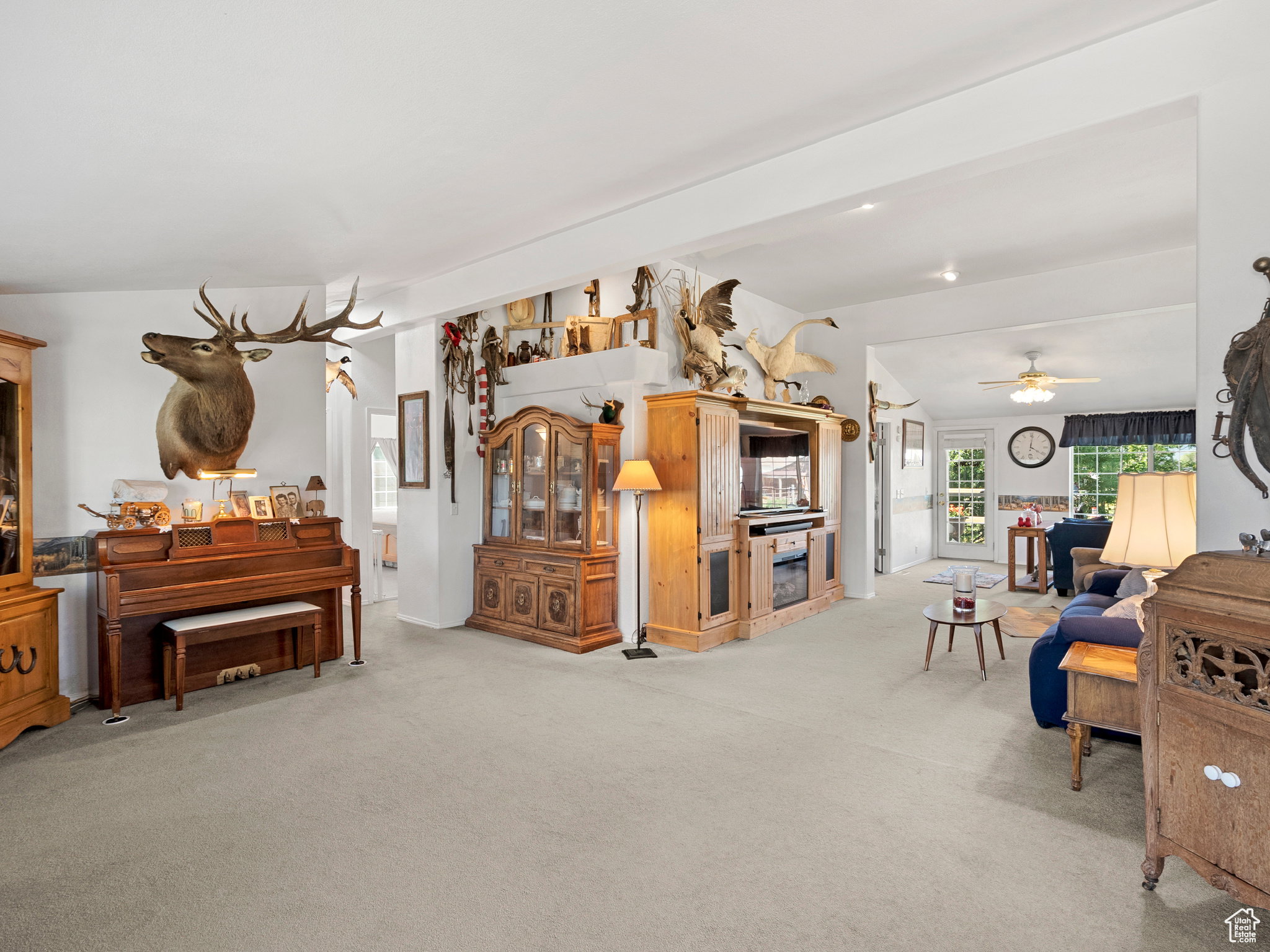 Spacious living room with vaulted ceilings.