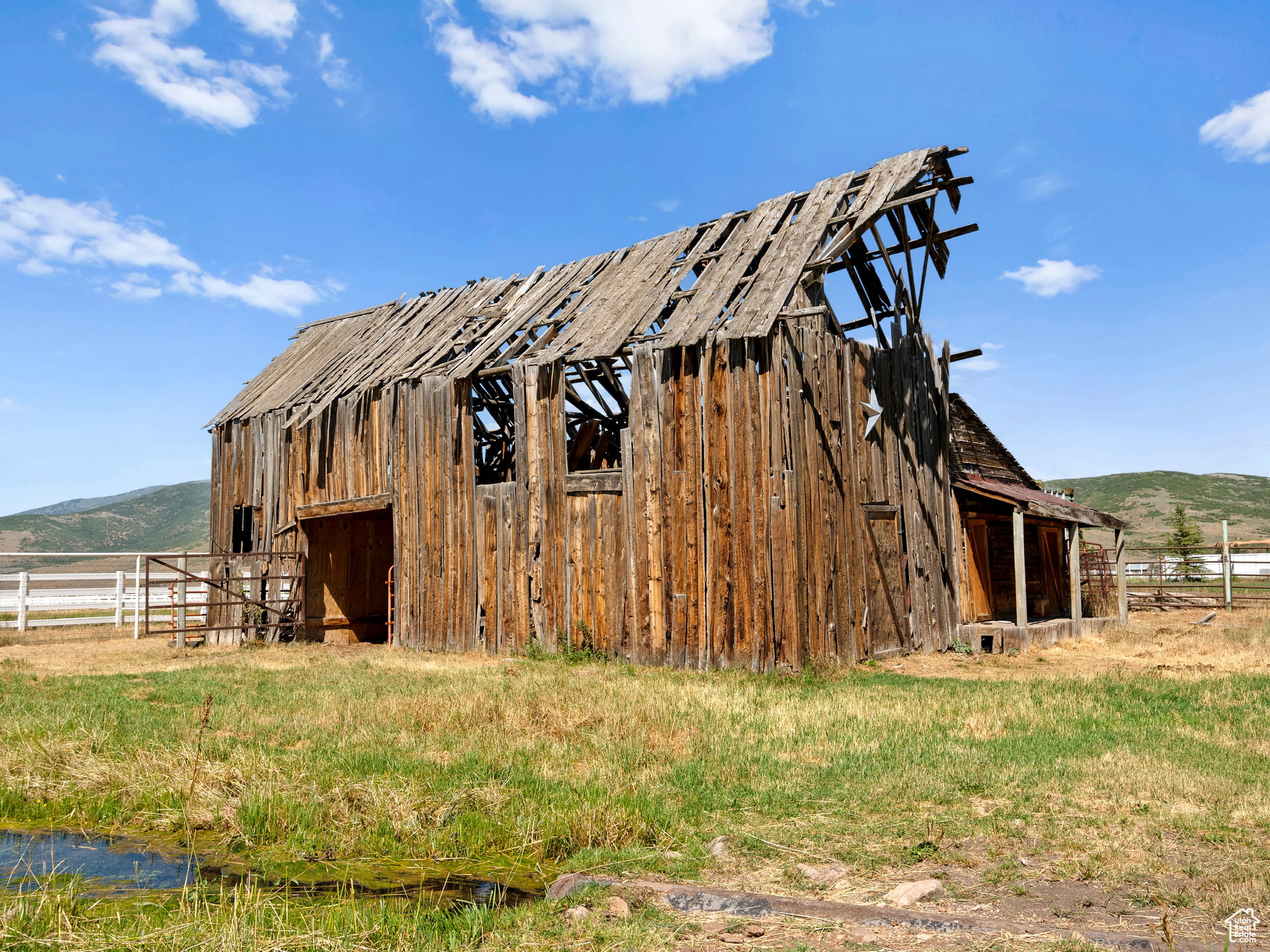 Rustic wood barn.
