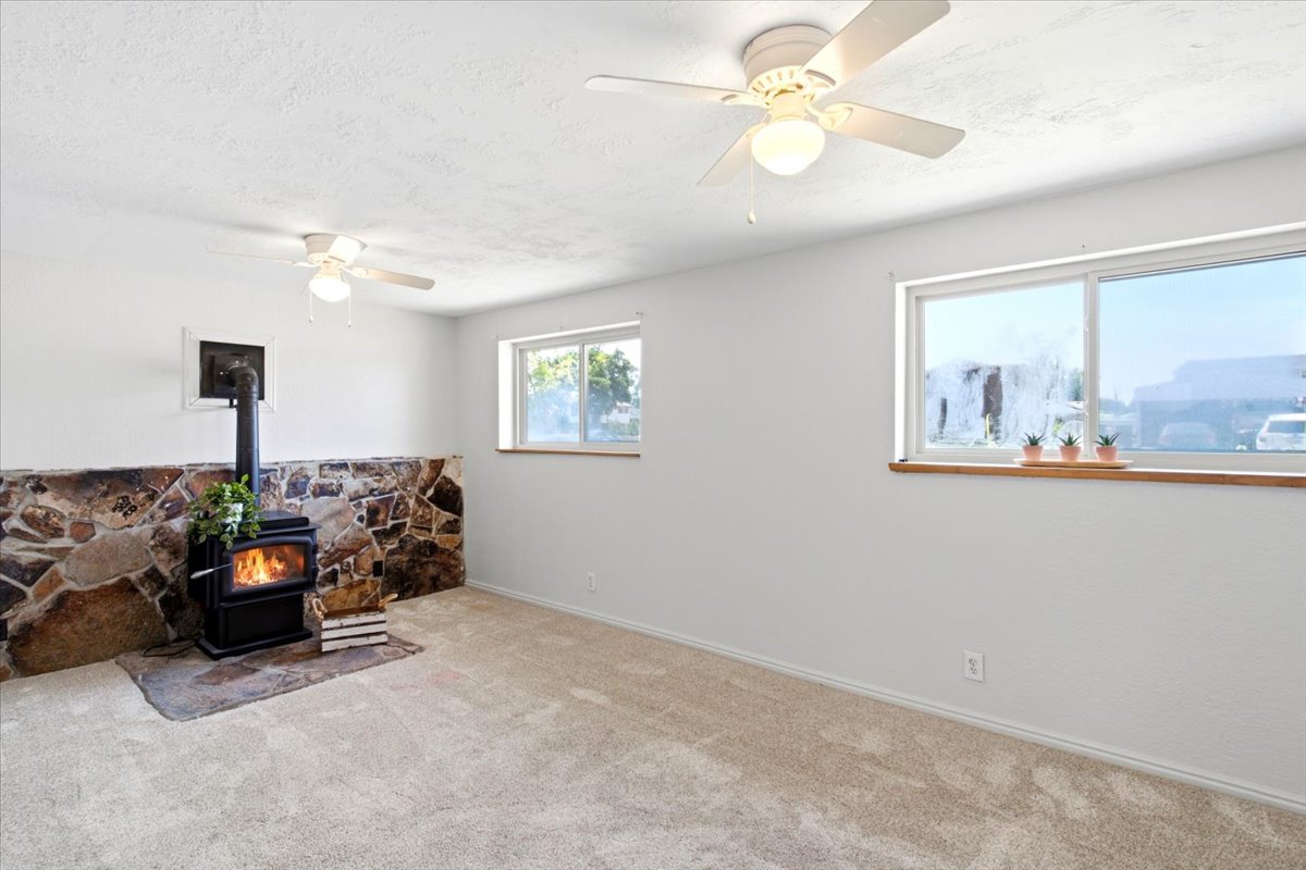 downstairs family room with daylight windows