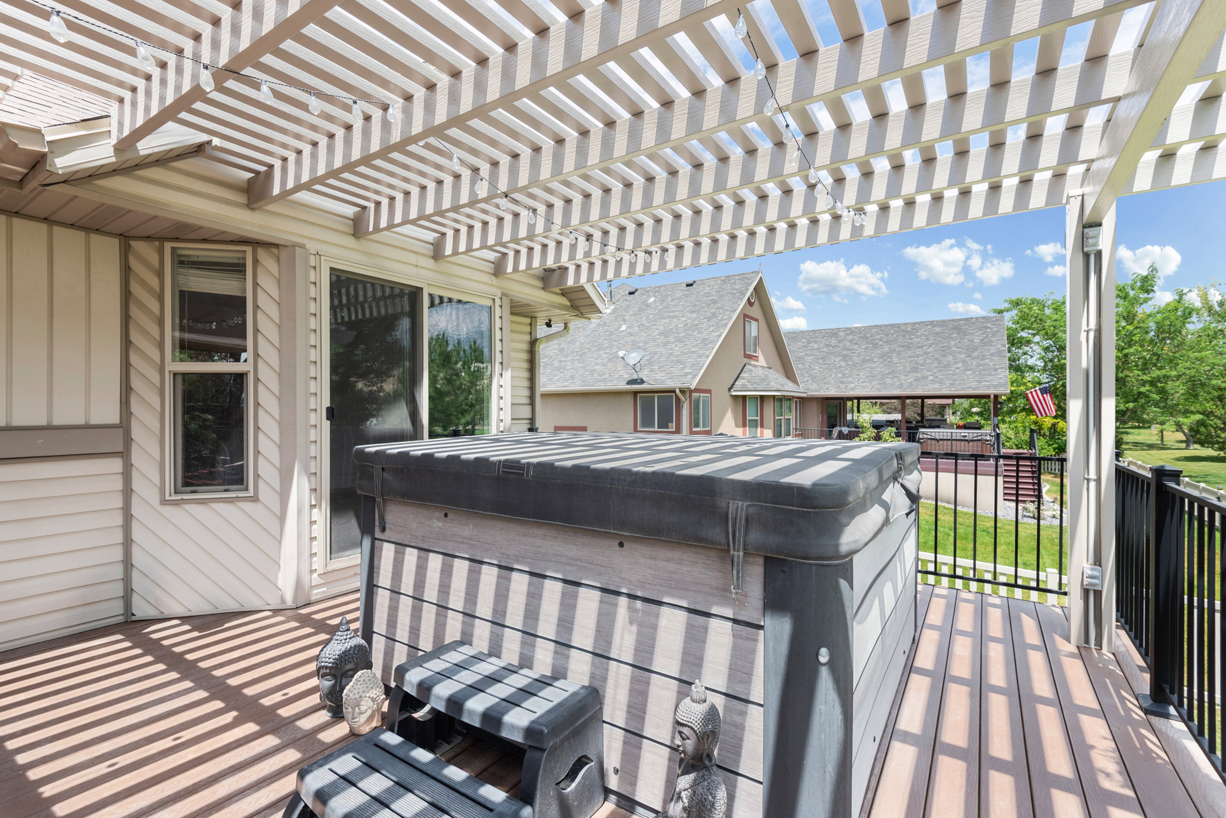 Hot tub on the deck right off of the primary bedroom