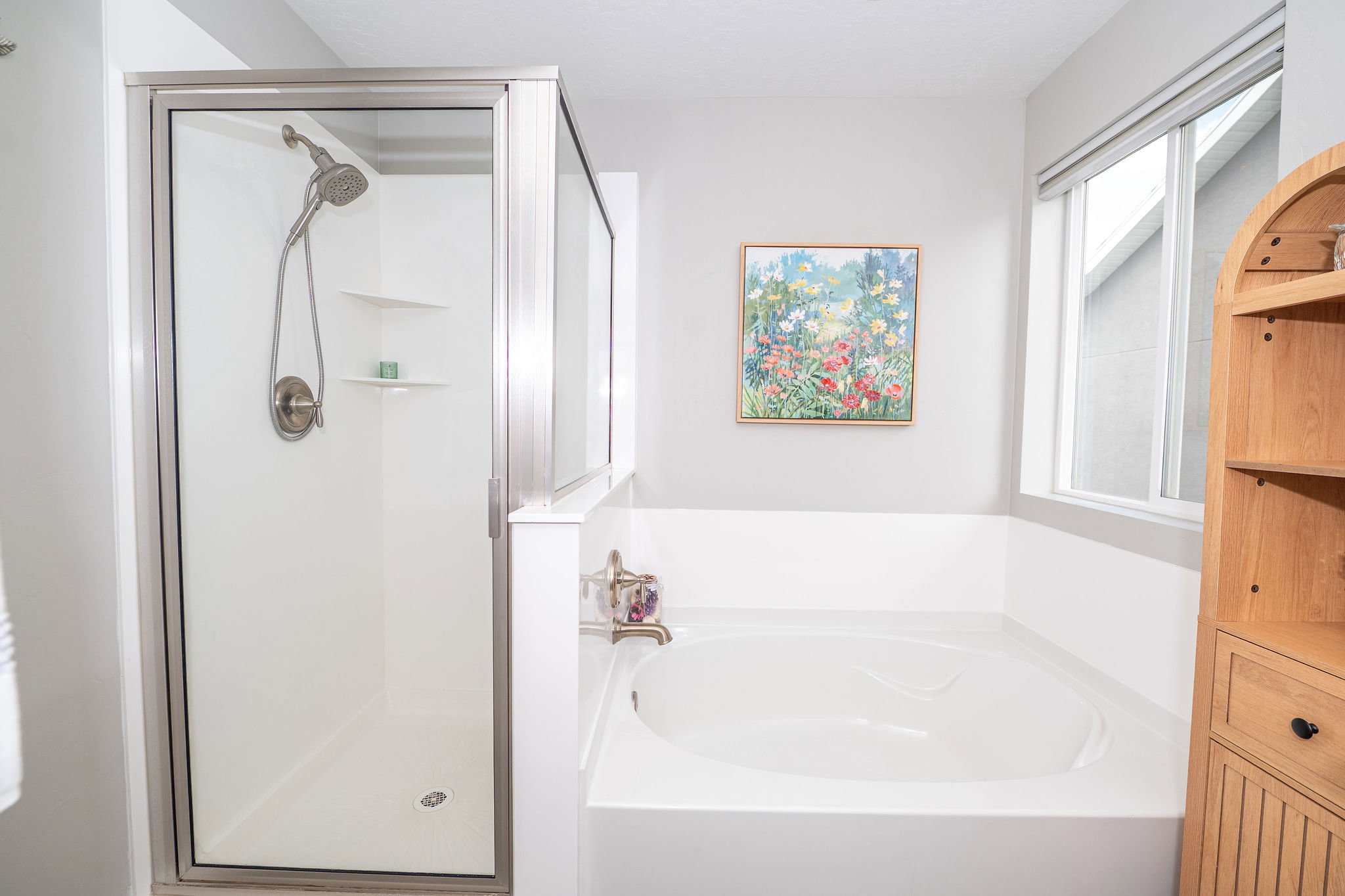 Separate tub and shower