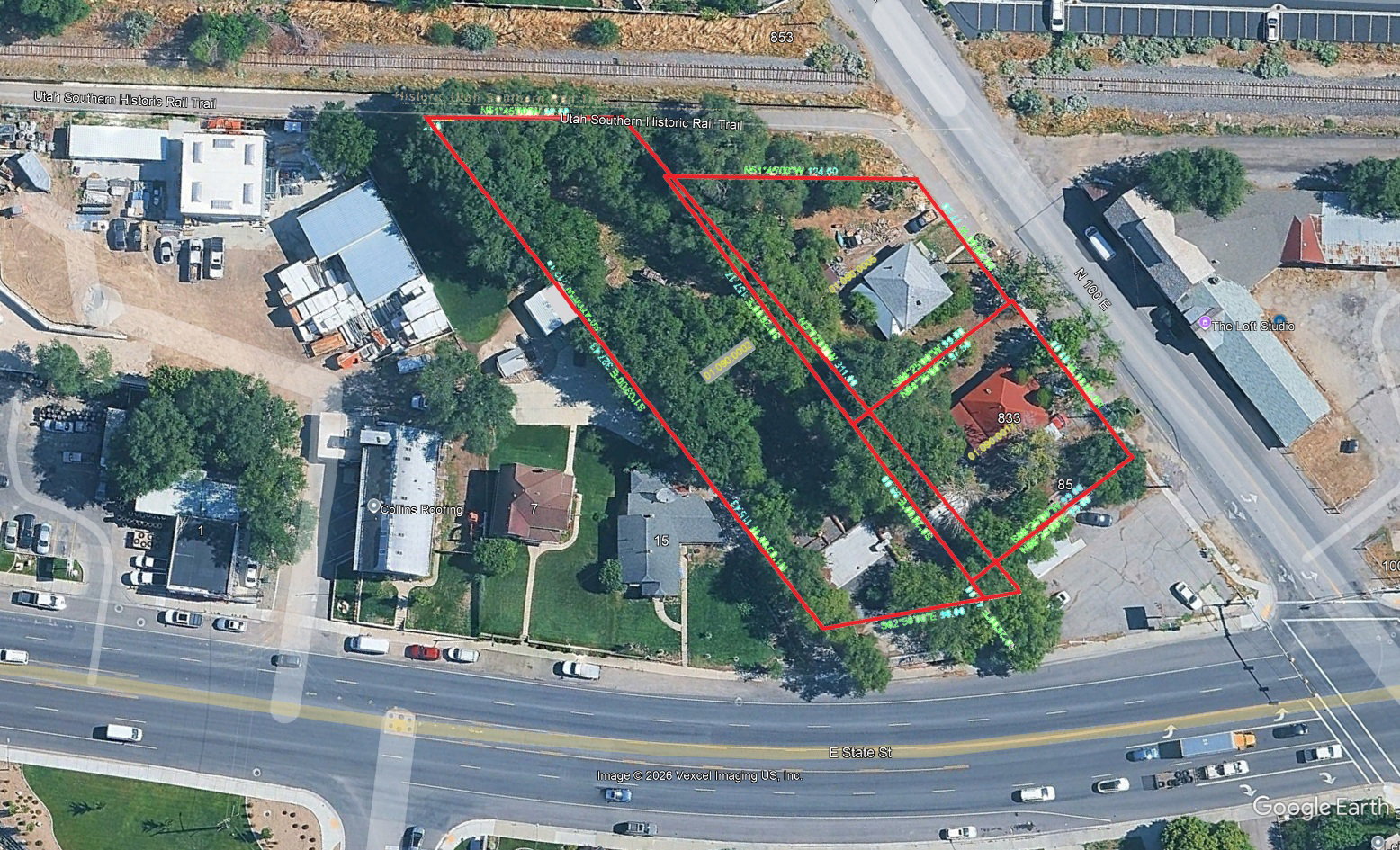 Aerial Survey. Displaying the property boundaries and surrounding infrastructure