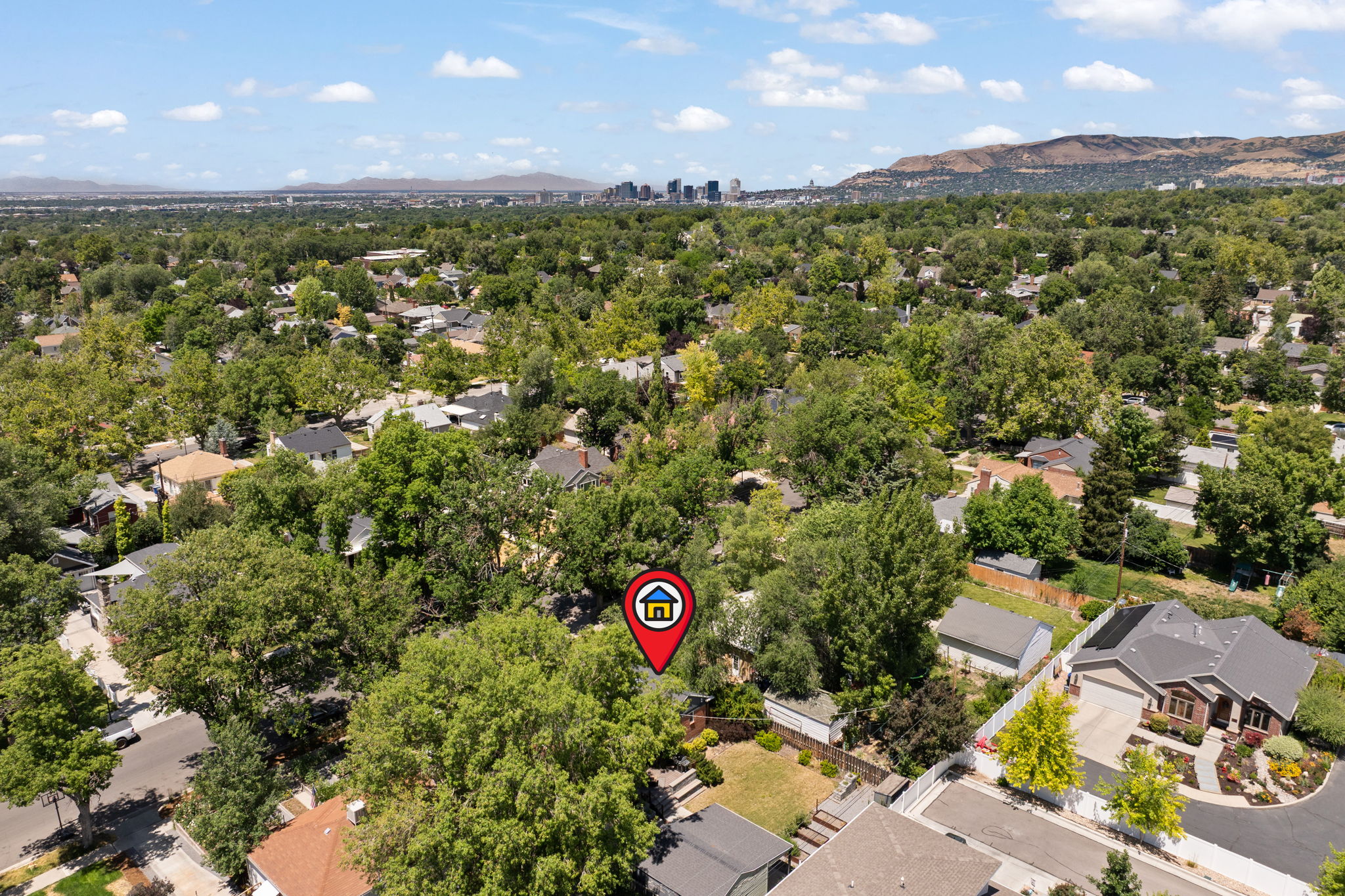 Expansive residential neighborhood featuring abundant mature trees and varied architectural styles