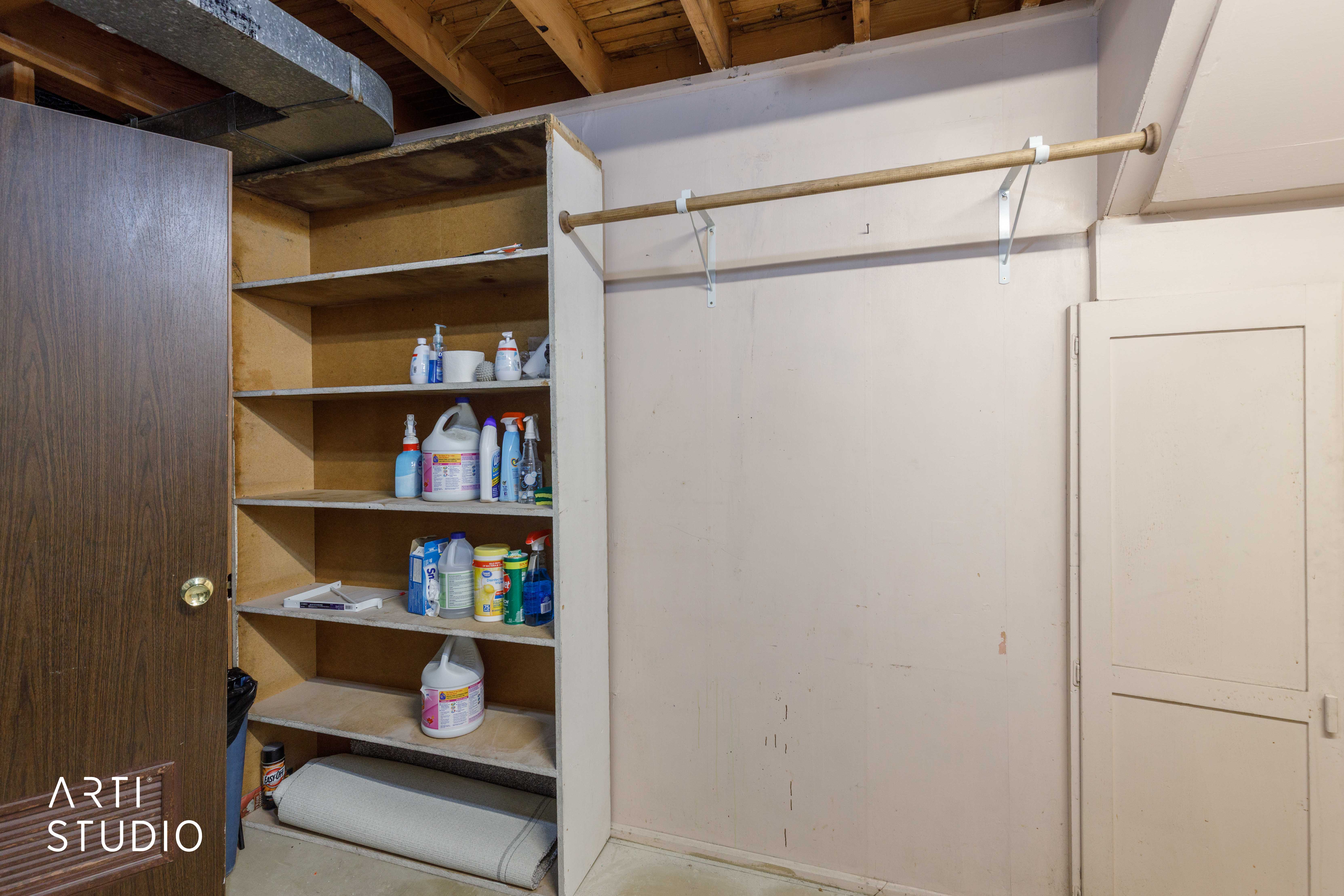Built-in shelving unit with multiple shelves