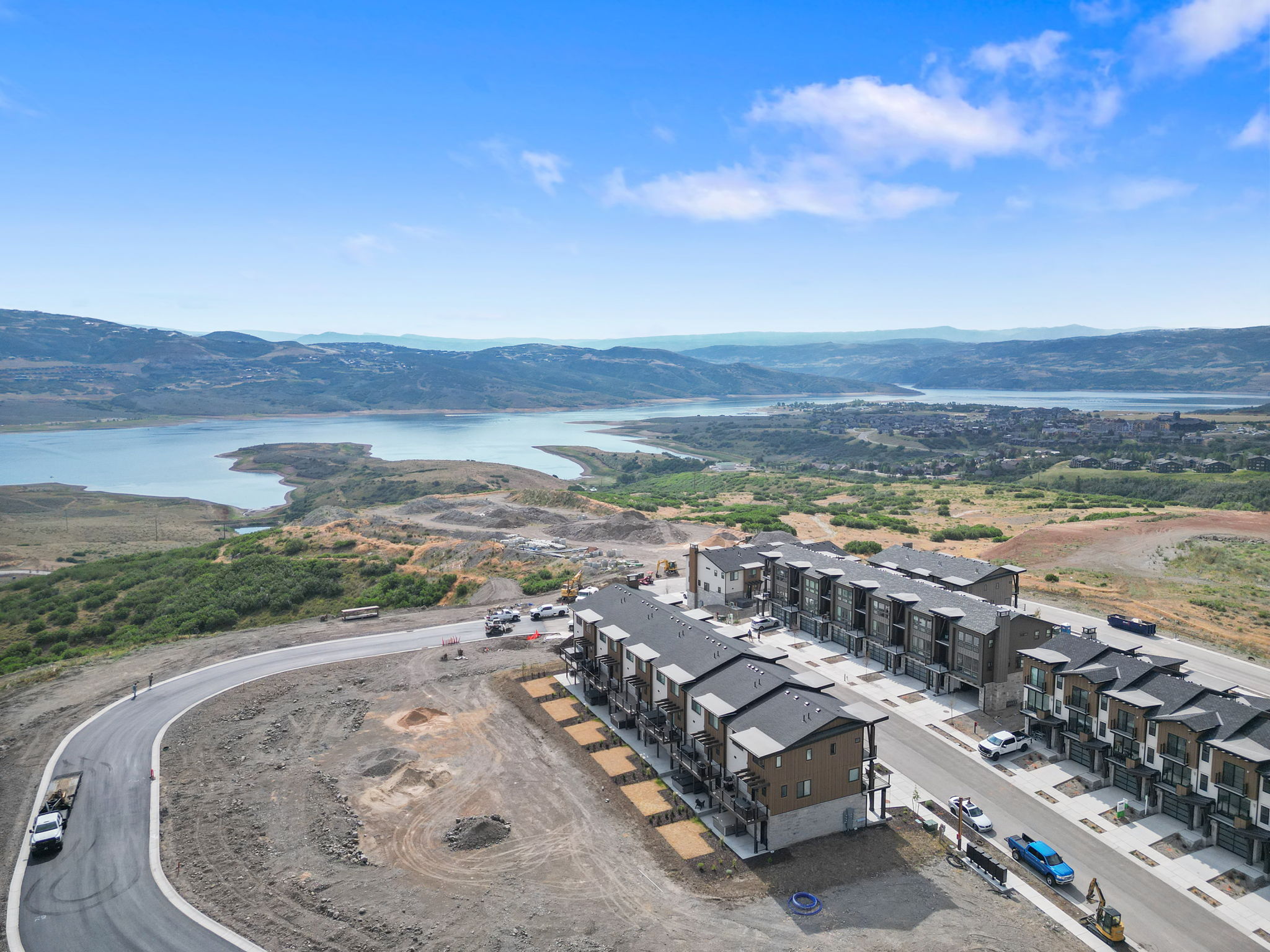 Contemporary townhome community featuring multi-story residences