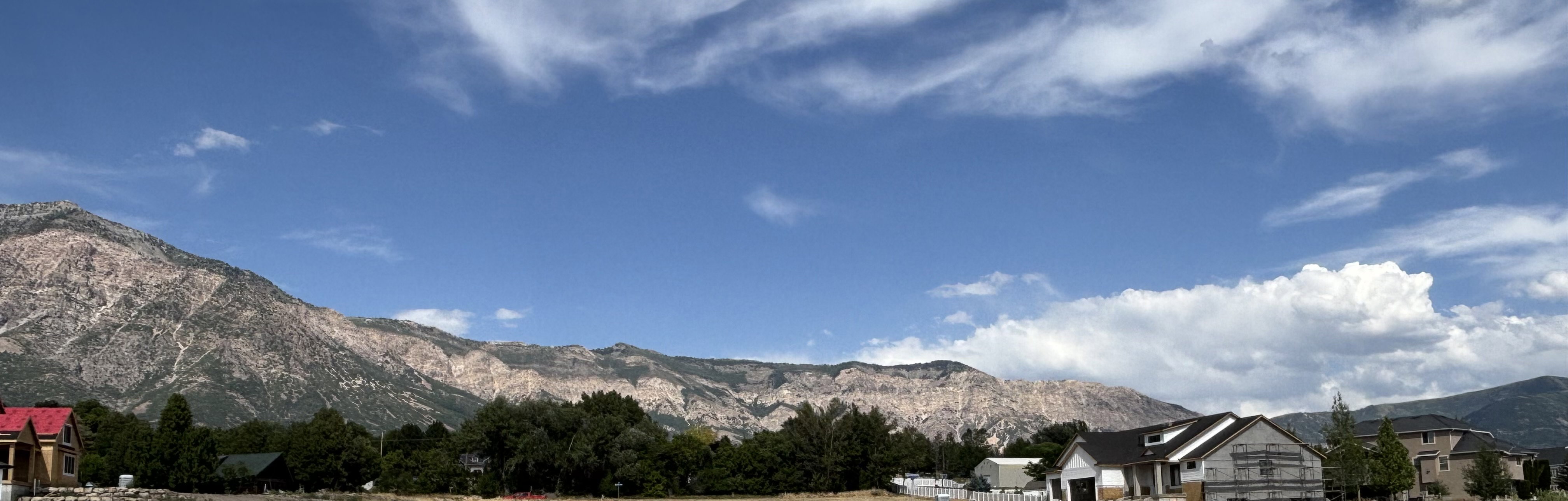 View of mountains from covered patio