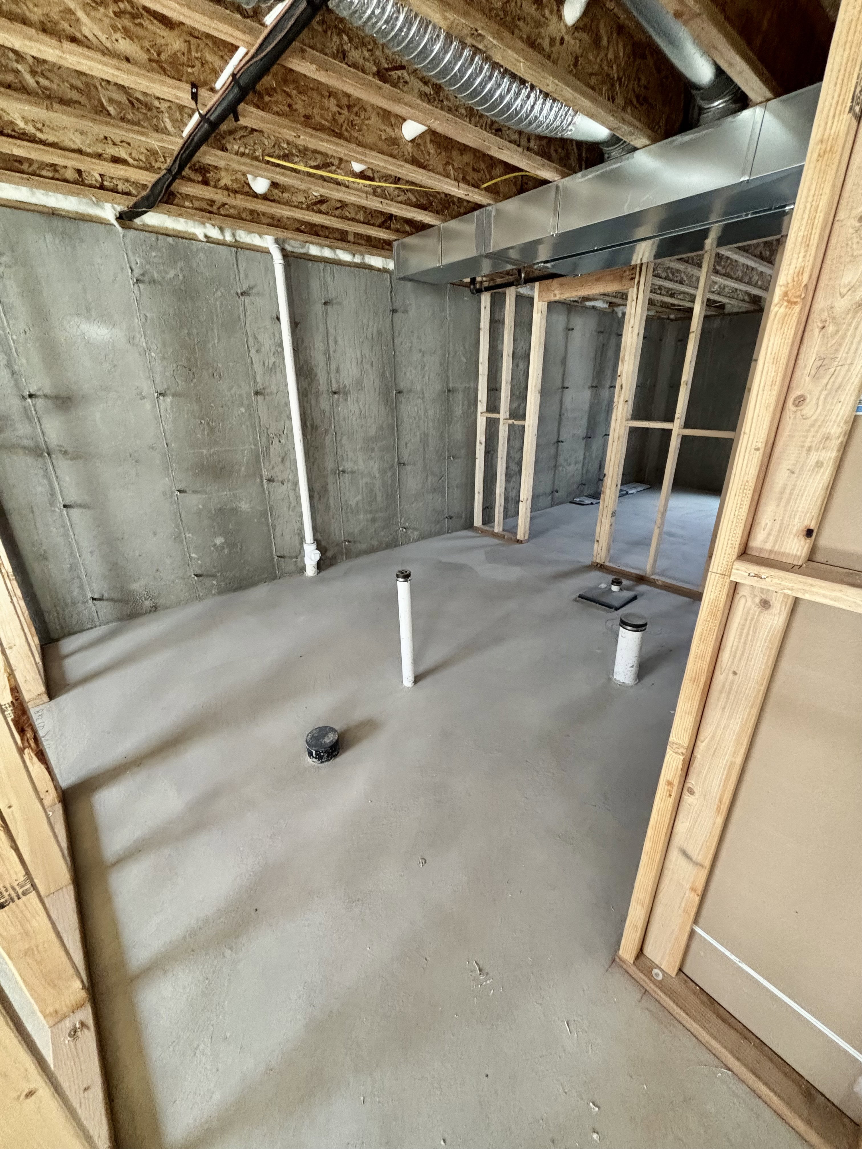 Unfinished basement, potential bathroom
