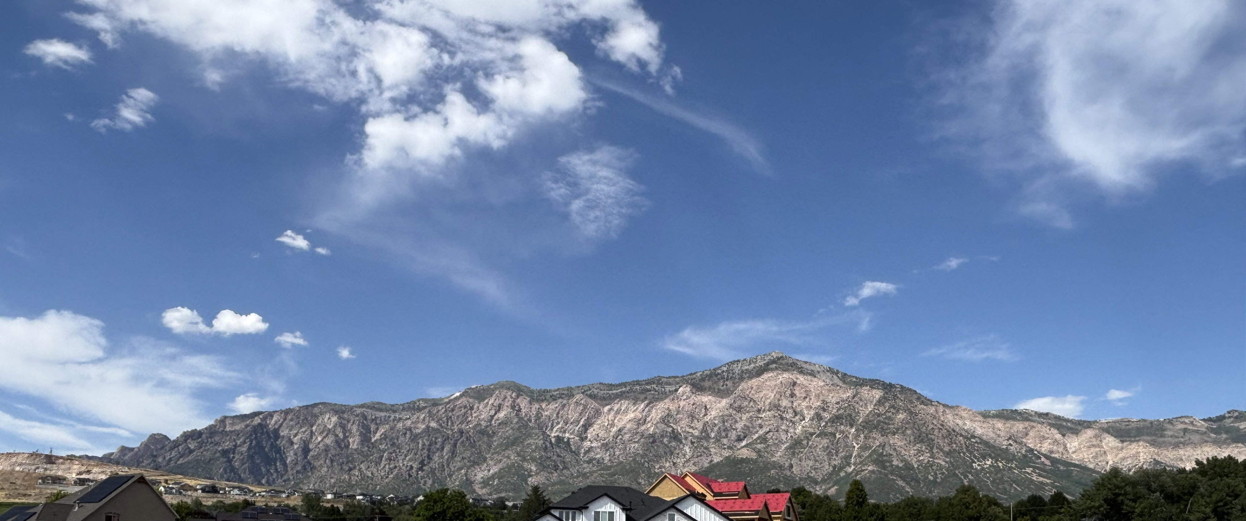 View of mountains from covered patio