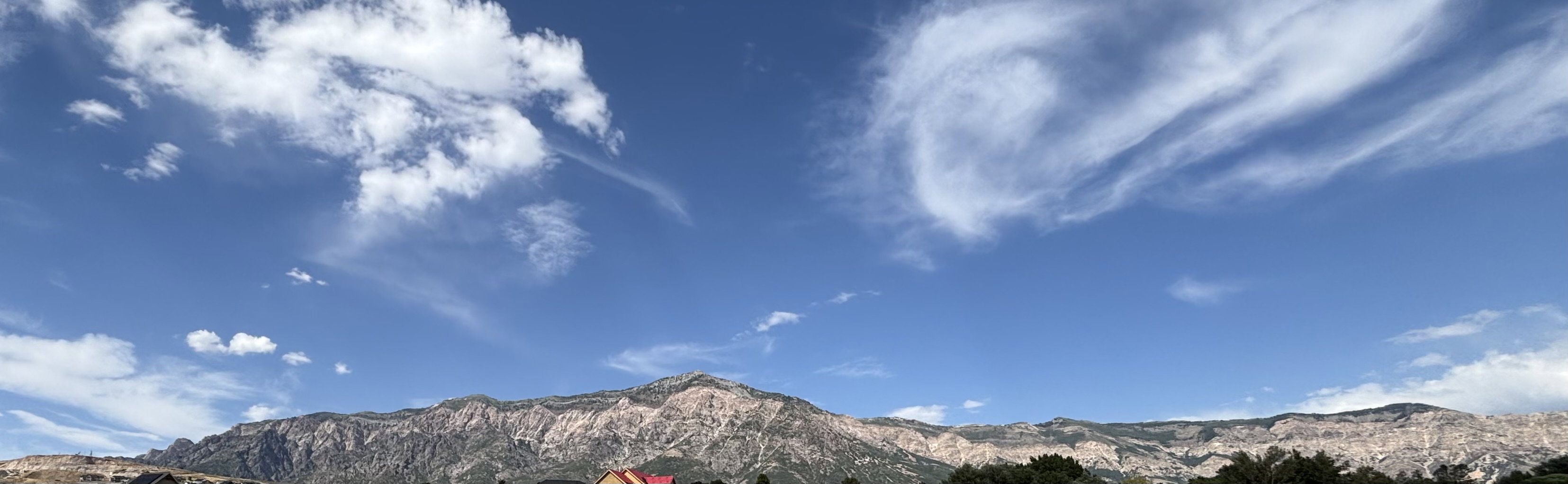 View of mountains from covered patio