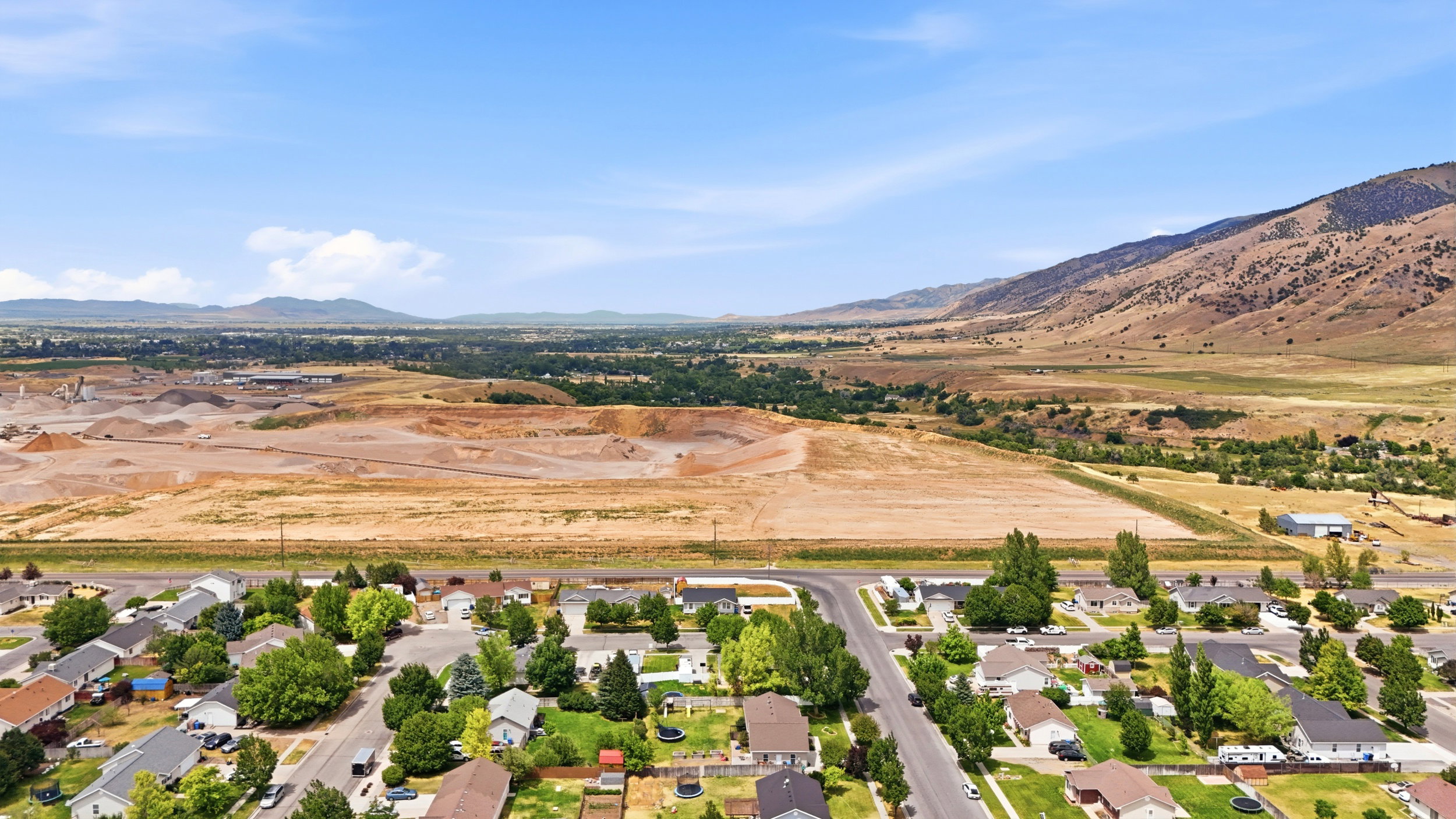 Residential neighborhood featuring established homes and green landscaping