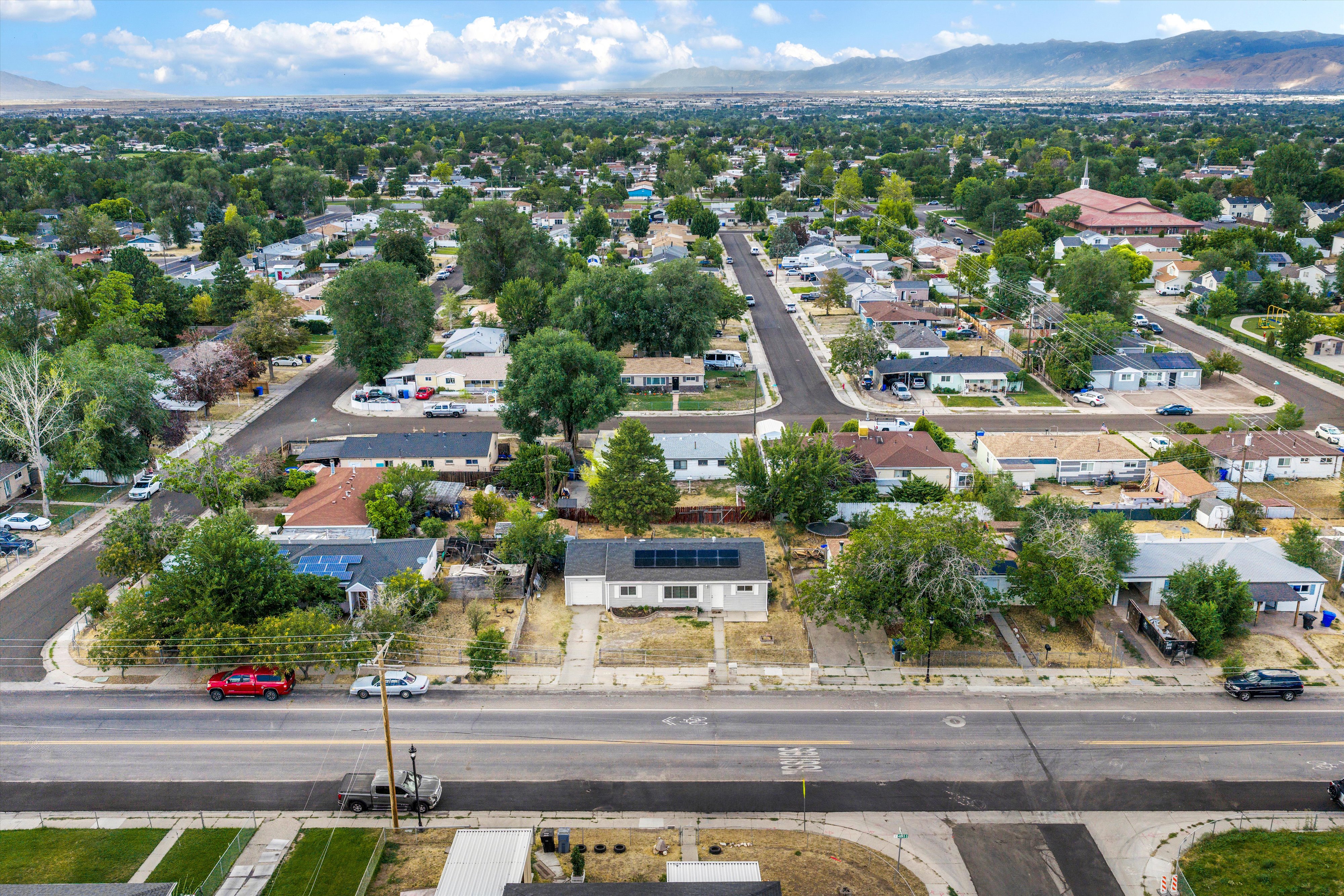 Aerial view neighborhood