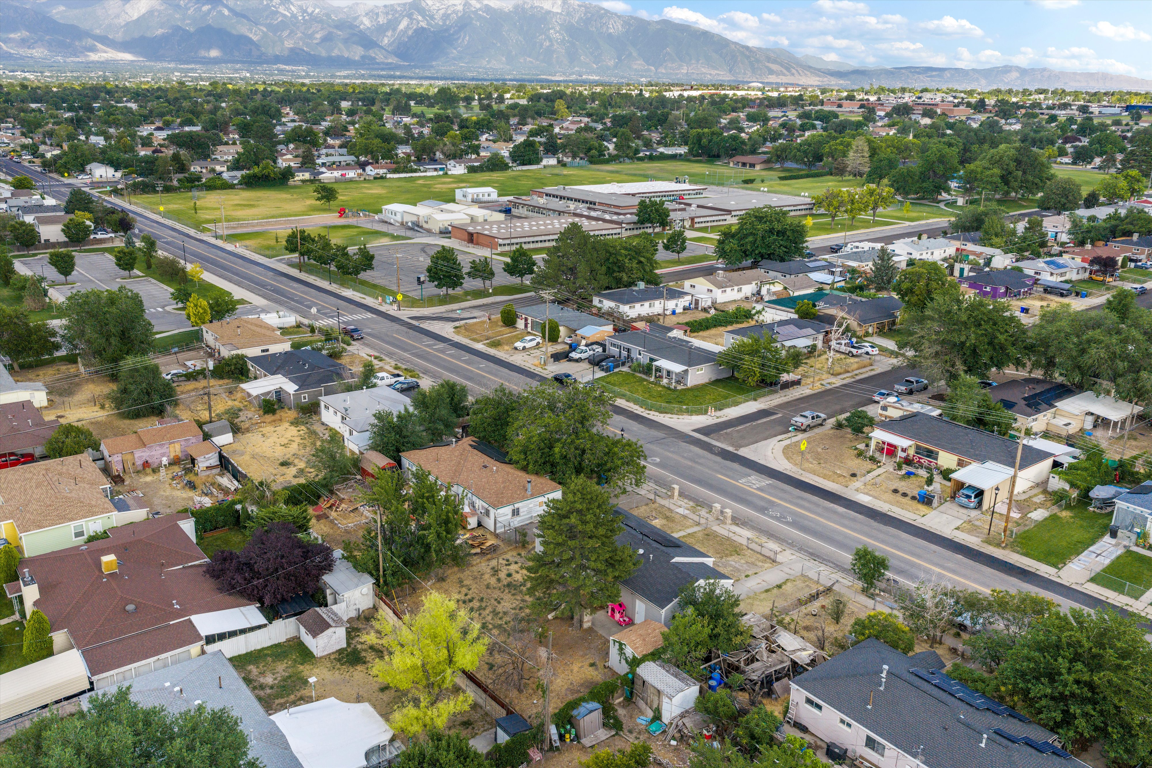 Aerial view neighborhood
