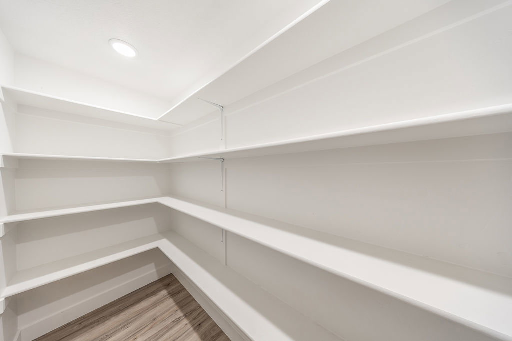 LARGE walk-in pantry.  Recessed lighting, and LVP flooring.