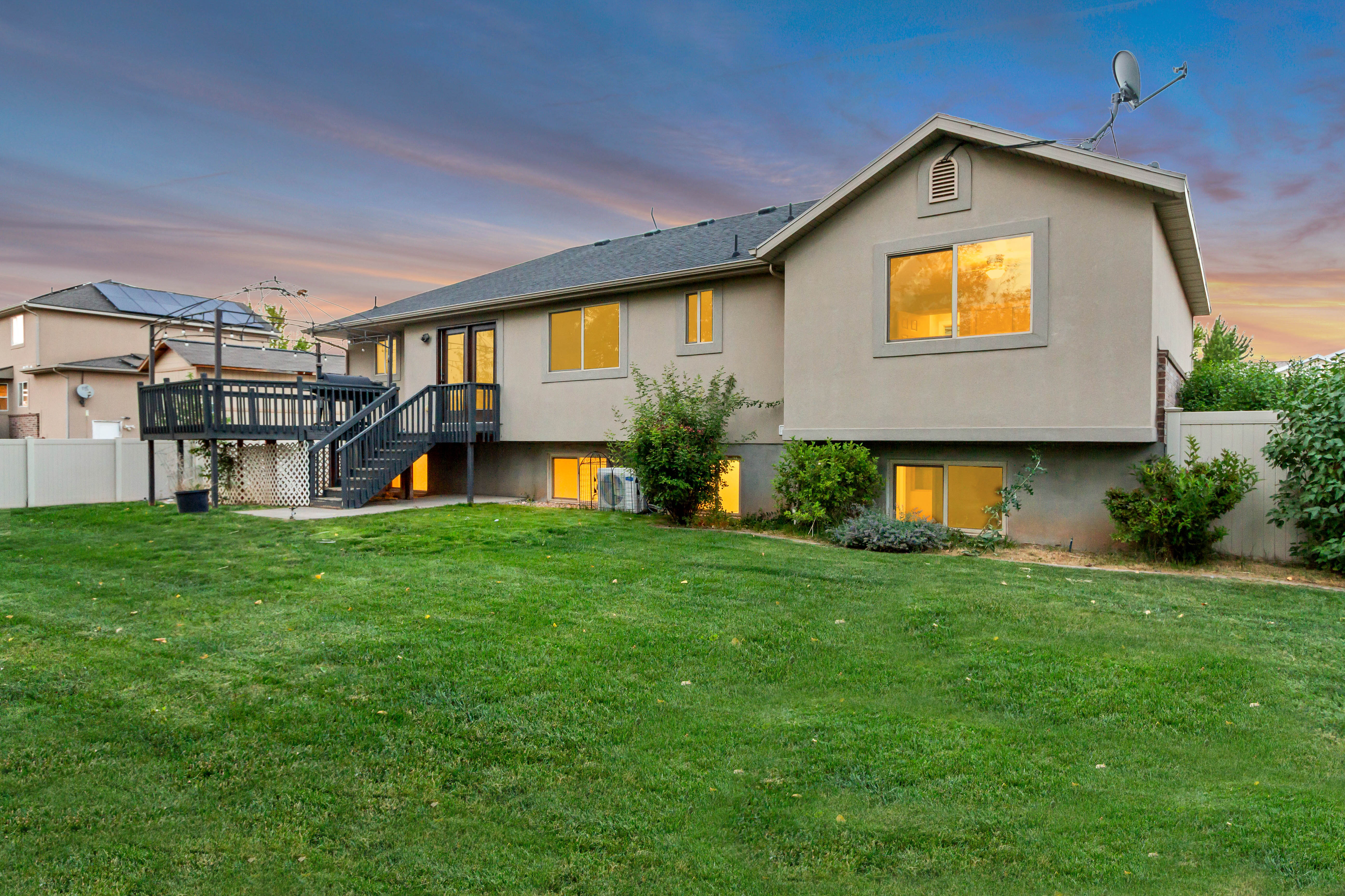 Expansive green lawn providing outdoor space
