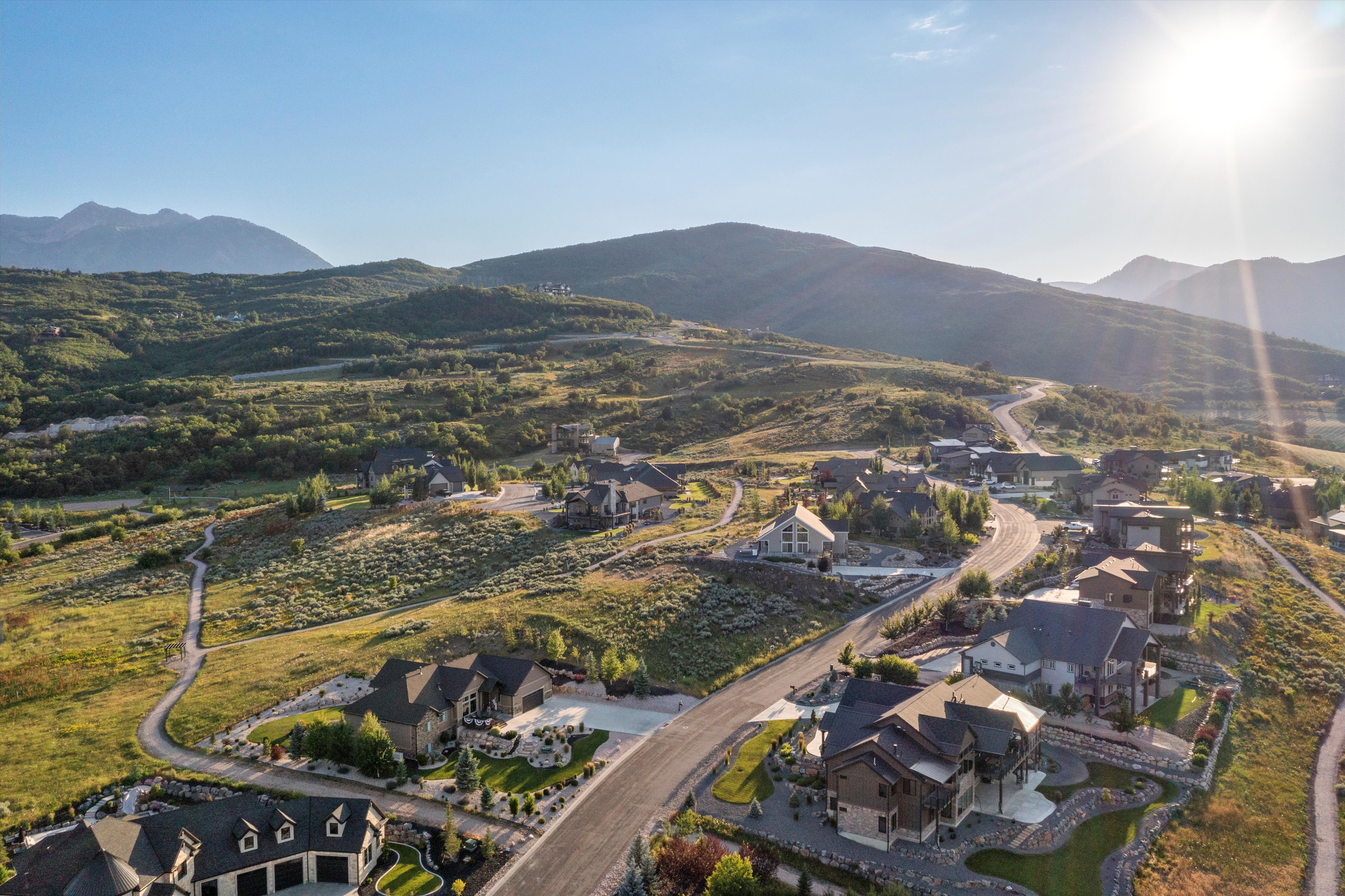 Mountainous terrain with residential properties