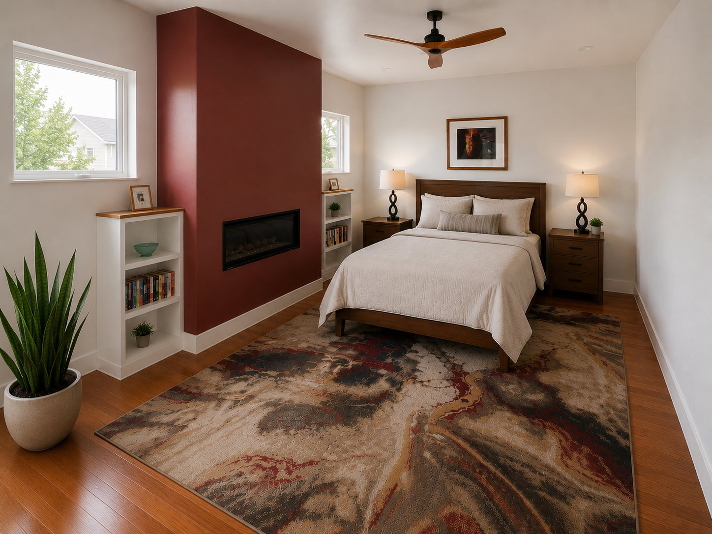 Virtually created bedroom by adding a wall to the Back Den/Family room.