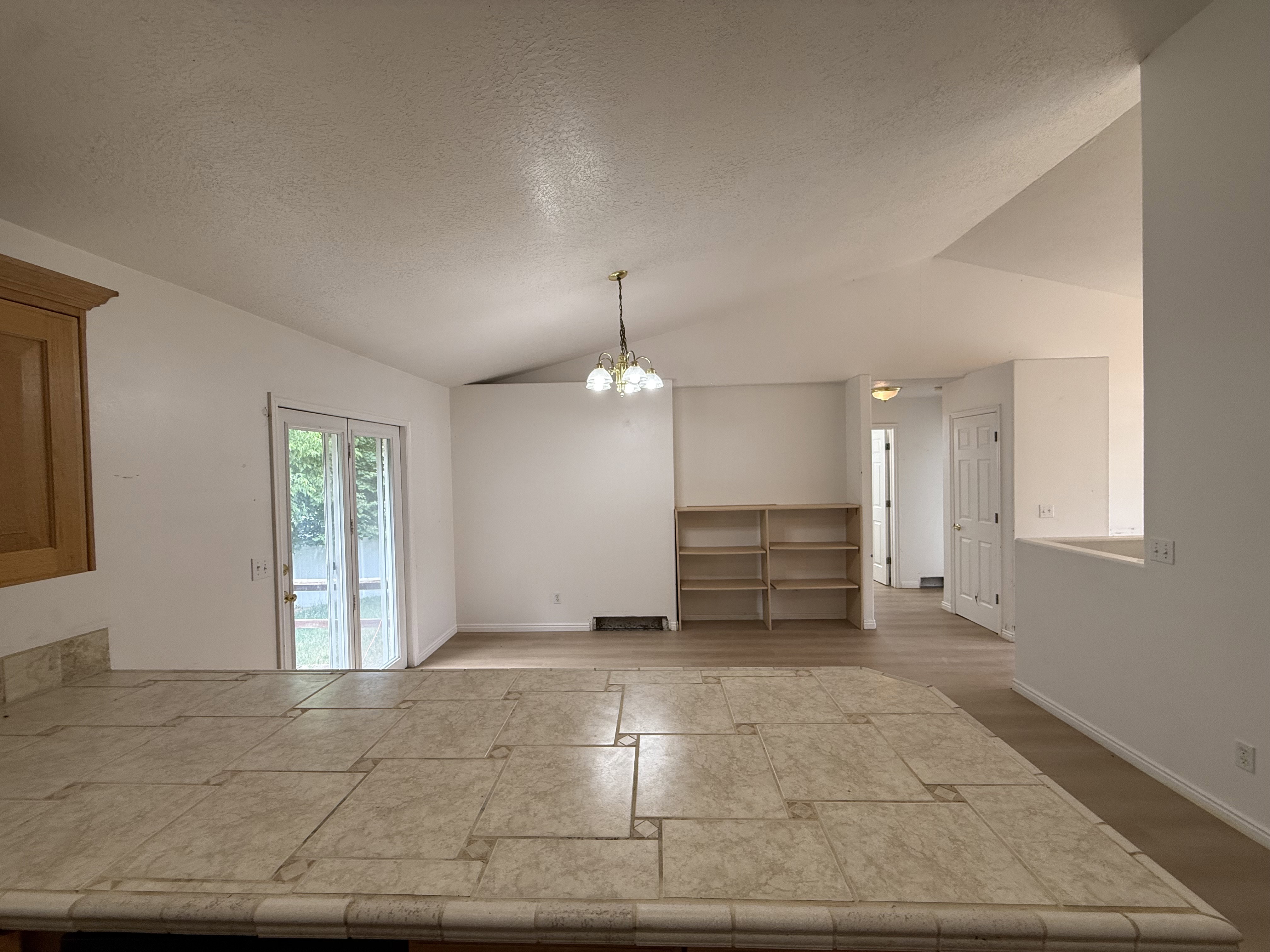 Vaulted ceilings complement the open-concept design