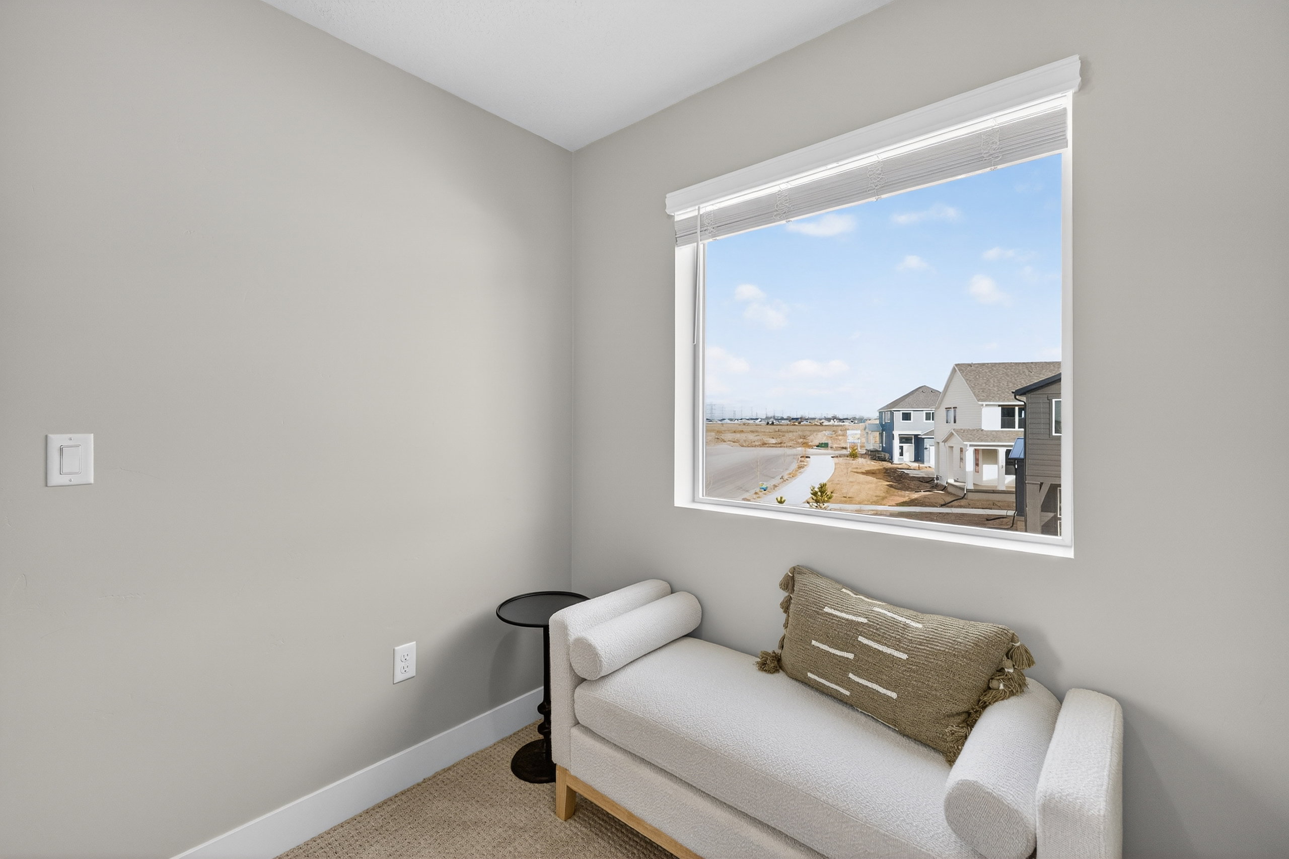 Room featuring light gray painted walls and carpeted flooring