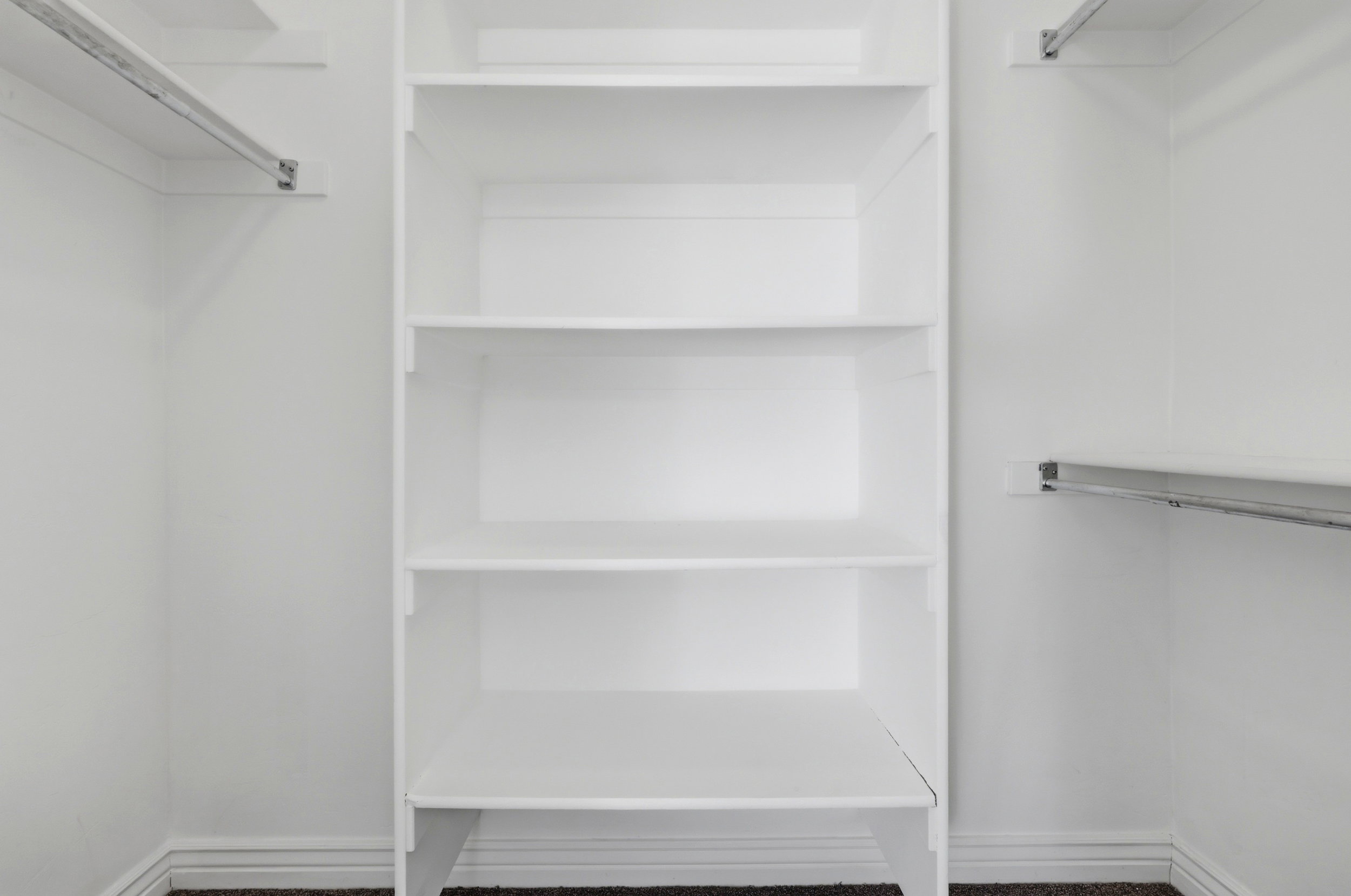 Built-in shelving unit with multiple shelves
